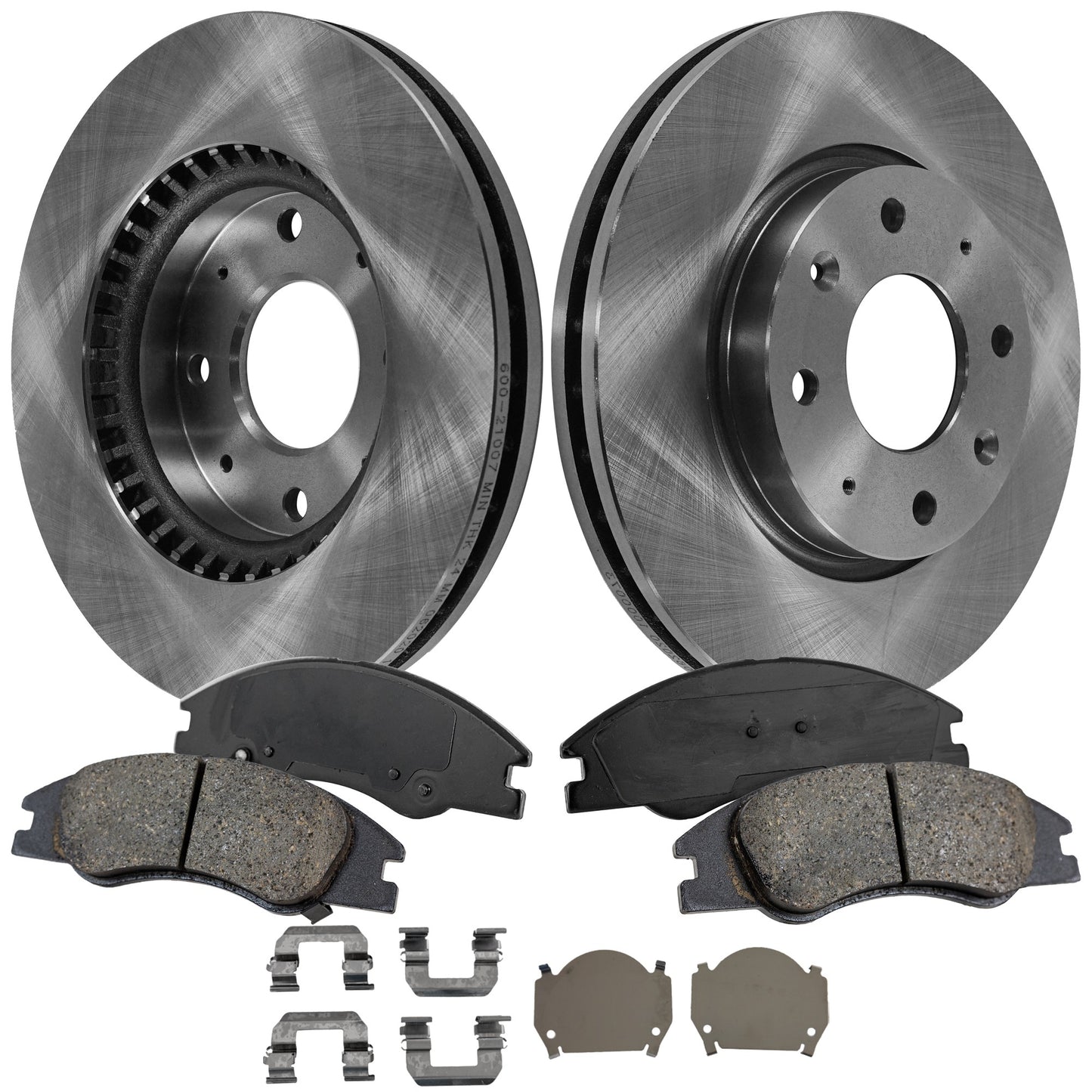 2-Wheel Set Front Brake Disc and Pad Kit, Plain Surface 4 Lugs 275.08 mm Ceramic Pro-Line Series, Includes (1) Brake Pad Set and (2) Brake Disc