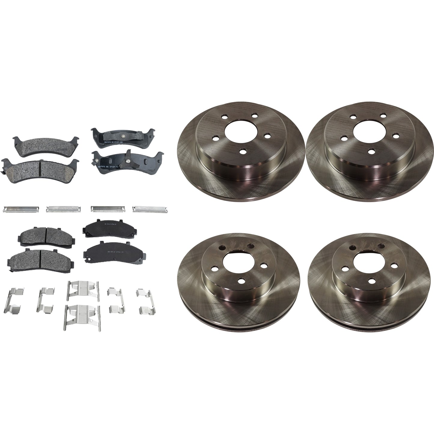 4-Wheel Set Front and Rear Brake Disc and Pad Kit, Plain Surface 5 Lugs Front-286.1 mm/Rear-284.48 mm Front-Semi-Metallic/Rear-Ceramic Pro-Line Series, Includes (4) Brake Disc and (2) Brake Pad Set