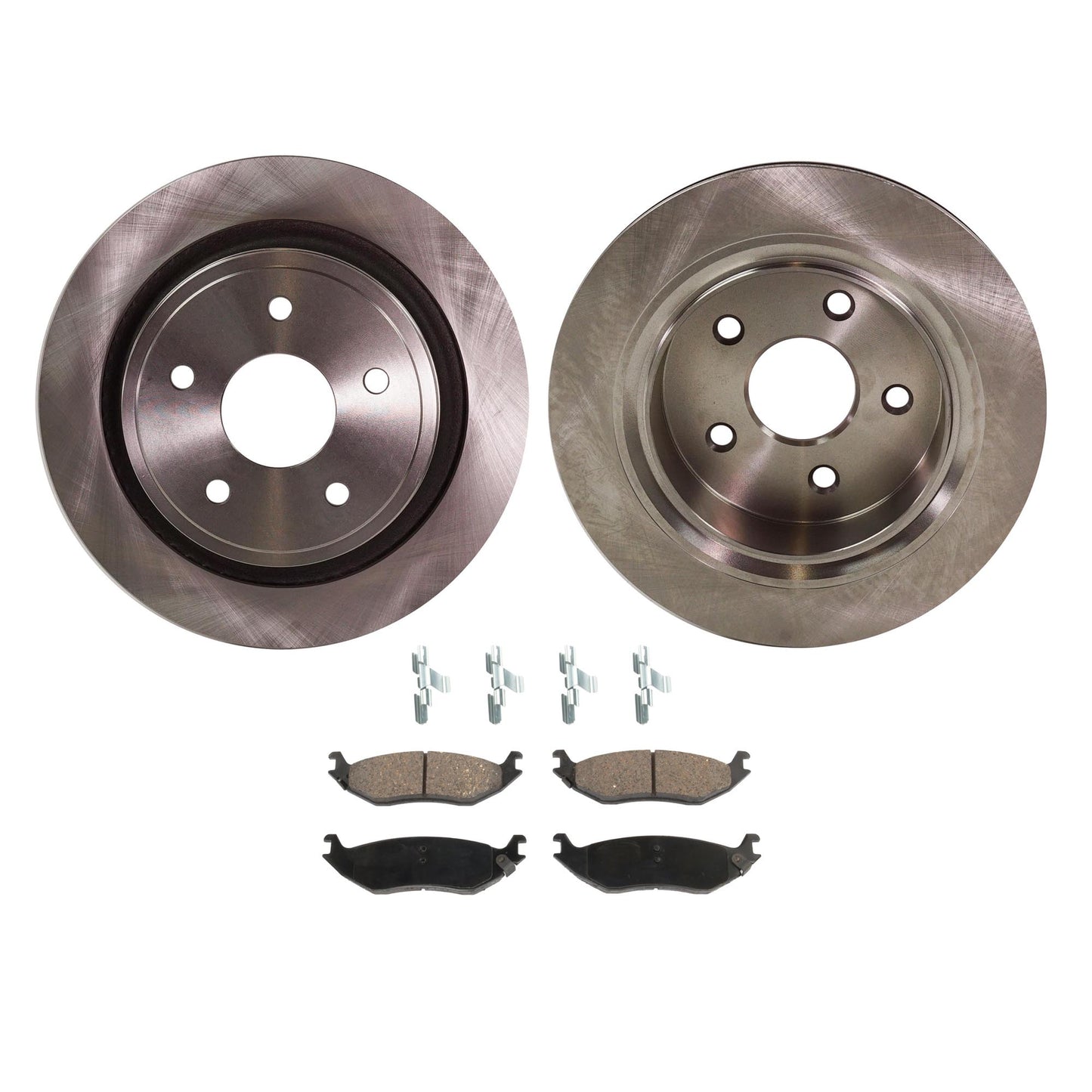 2-Wheel Set Rear Brake Disc and Pad Kit, Plain Surface 5 Lugs 352.04 mm Semi-metallic Pro-Line Series, Includes (1) Brake Pad Set and (2) Brake Disc