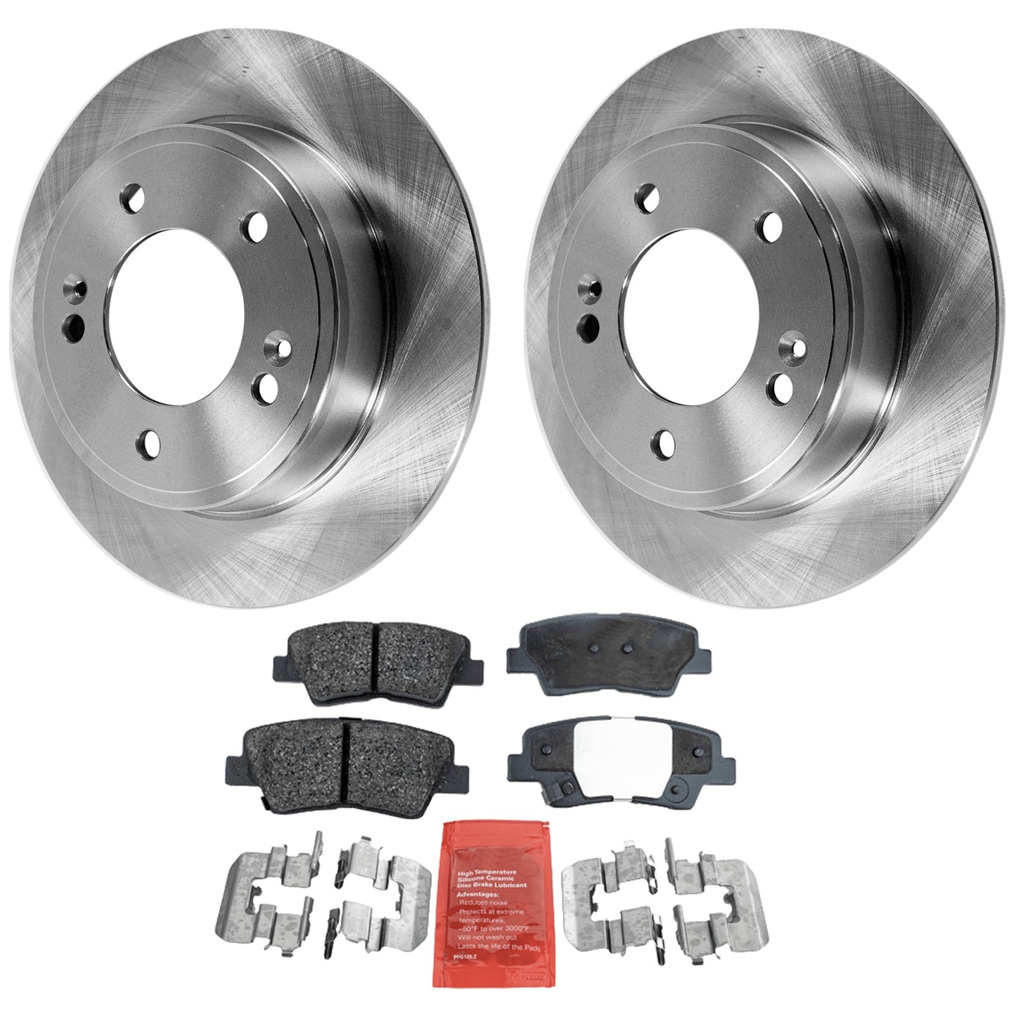 Комплект из 2 тормозных дисков и колодок для передних и задних колес, гладкая поверхность, 261,87 мм, включает в себя (2) тормозных диска и (1) комплект тормозных колодок