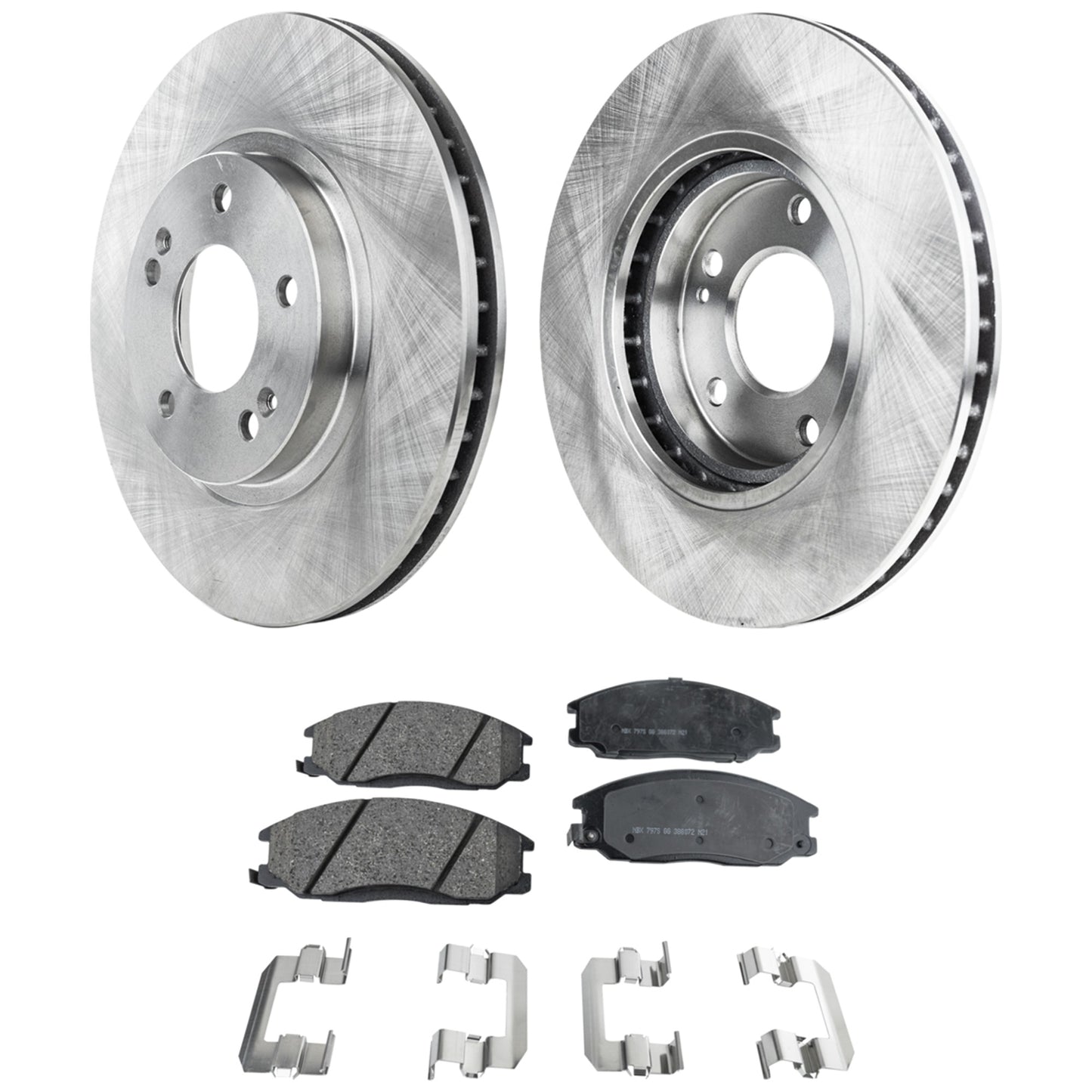 2-Wheel Set Front Brake Disc and Pad Kit, Plain Surface 5 Lugs 293.88 mm Ceramic Pro-Line Series, Includes (2) Brake Disc and (1) Brake Pad Set