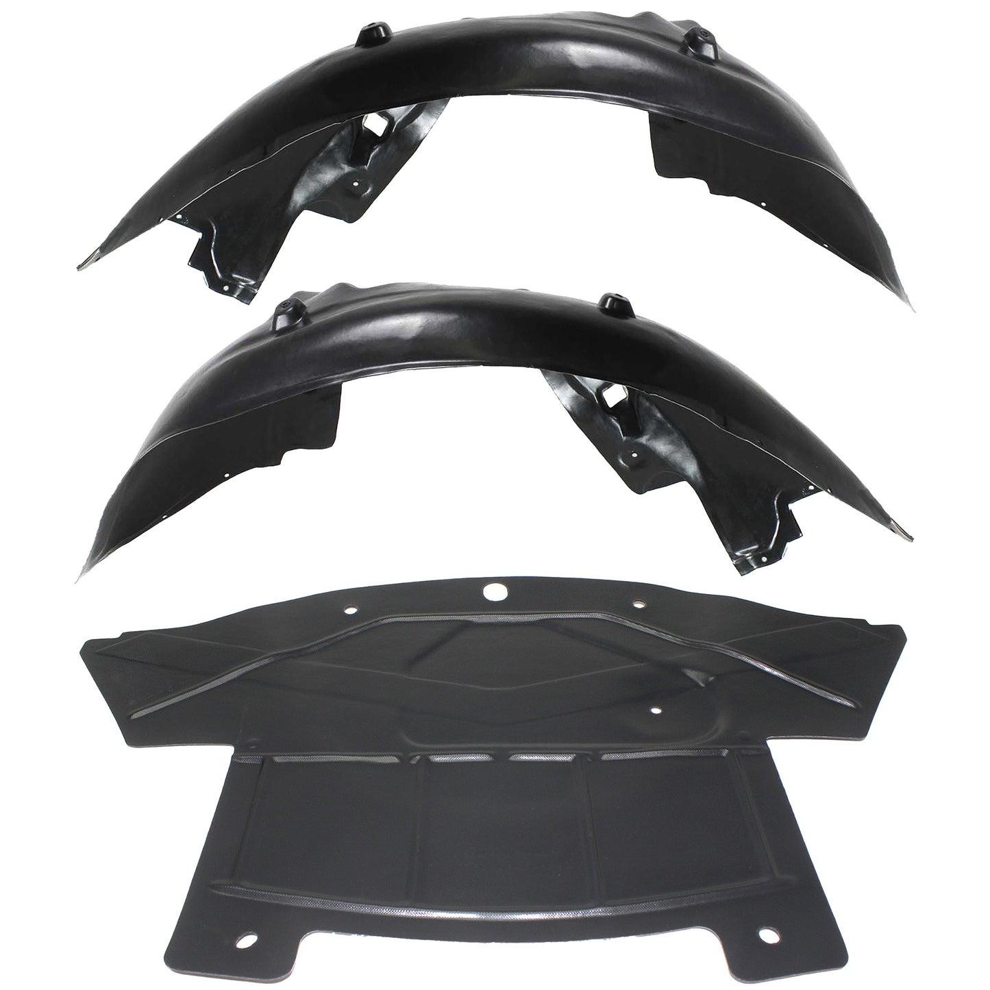 3-Piece Kit, Front, Driver and Passenger Side Fender Liner, Includes (1) Engine Splash Shield and (2) Fender Liner