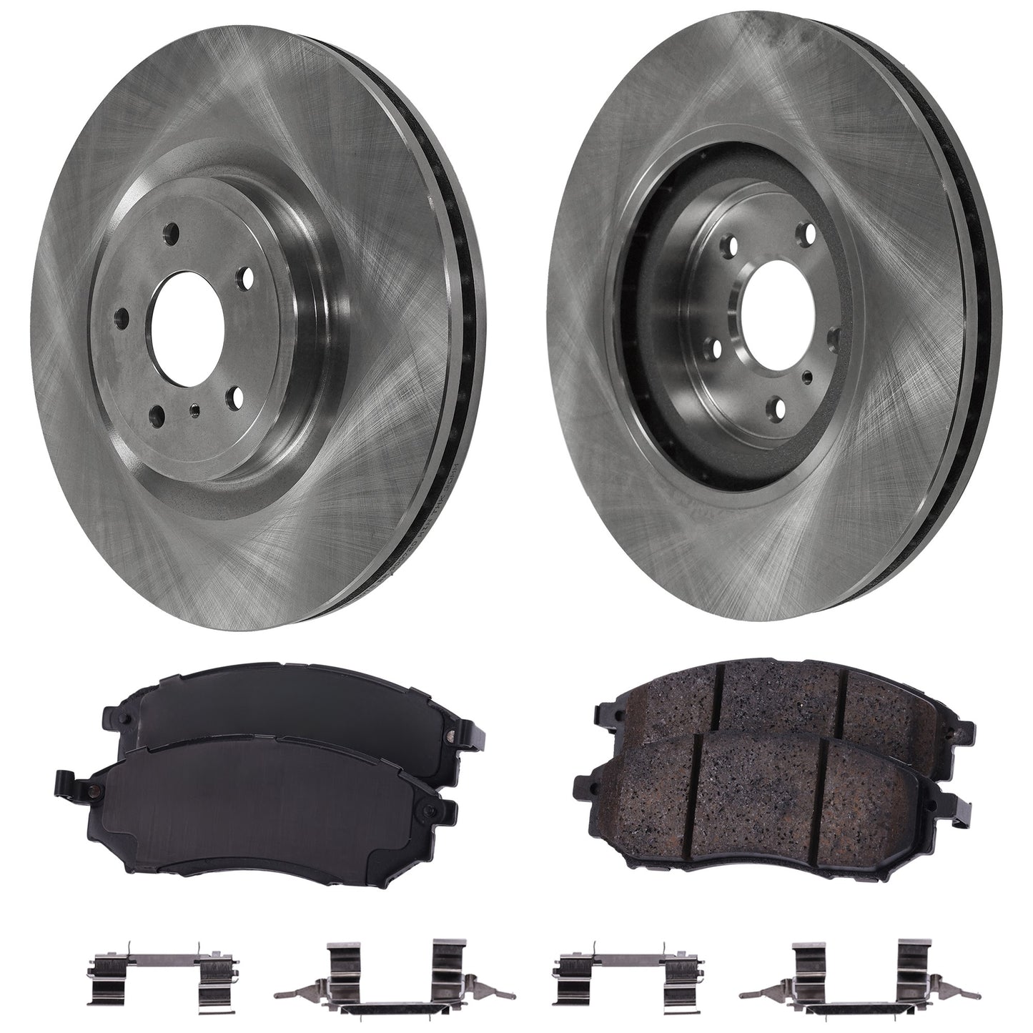 2-Wheel Set Front Brake Disc and Pad Kit, Plain Surface 5 Lugs 355.09 mm Ceramic Pro-Line Series, Includes (1) Brake Pad Set and (2) Brake Disc
