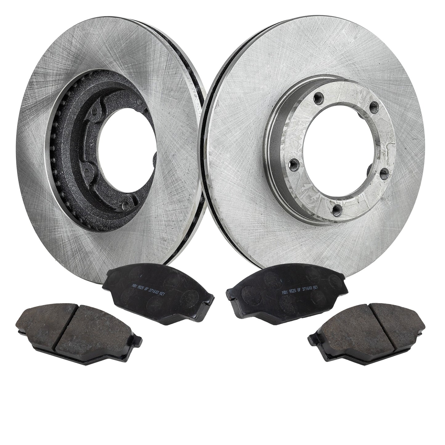 2-Wheel Set Front Brake Disc and Pad Kit, Plain Surface 5 Lugs 253.49 mm Organic RWD Pro-Line Series, Includes (2) Brake Disc and (1) Brake Pad Set