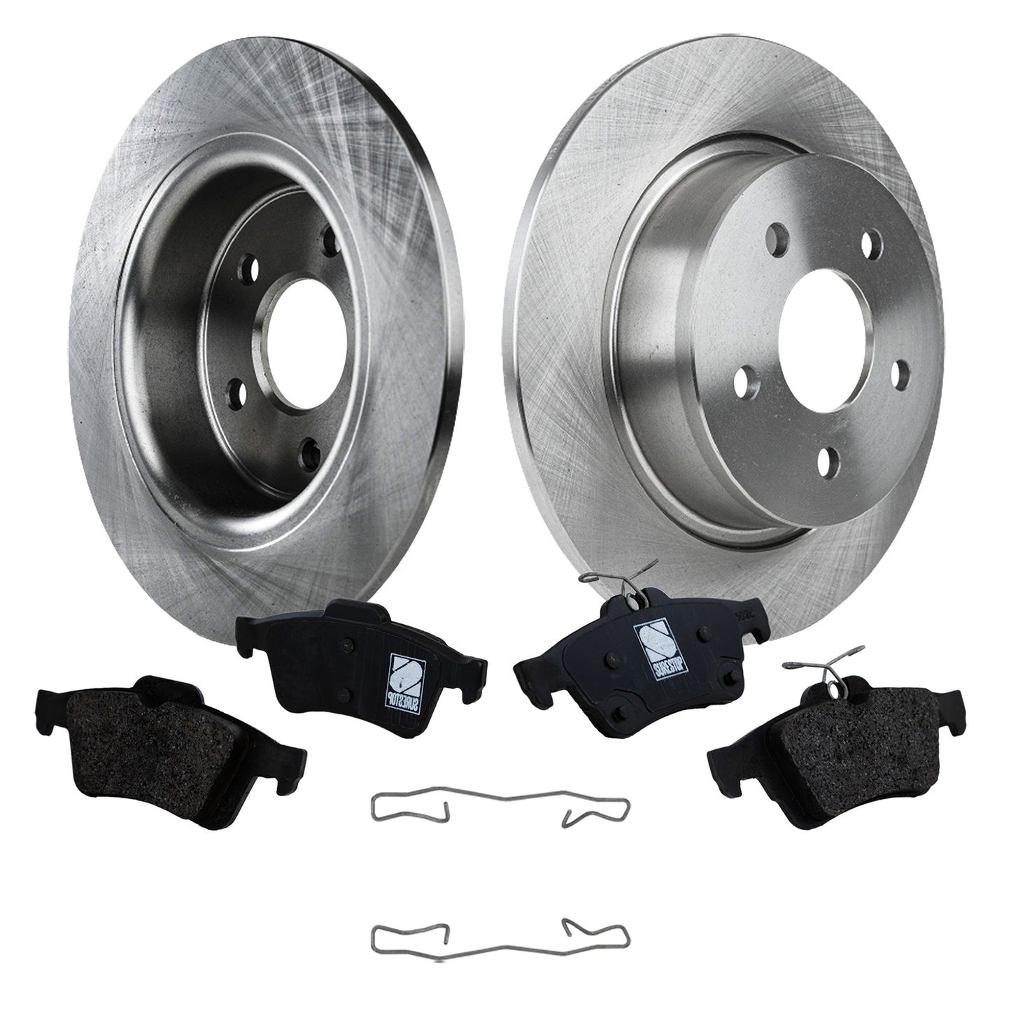 Комплект из 2 задних тормозных дисков и колодок, гладкая поверхность, 5 болтов, 279,91 мм, серия Organic Pro-Line, включает в себя (2) тормозных диска и (1) комплект тормозных колодок