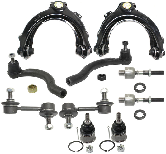 10-Piece Kit Front, Driver and Passenger Side, Upper Control Arm Kit, Includes (2) Ball Joint, (2) Control Arm, (2) Sway Bar Link, and (4) Tie Rod End