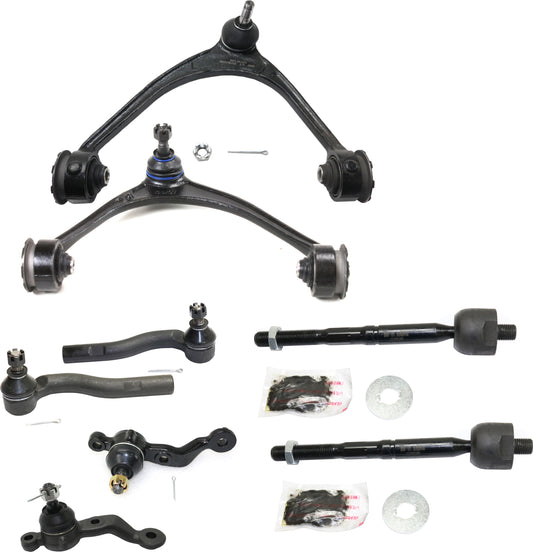 8-Piece Kit Front, Driver and Passenger Side, Upper Control Arm Kit, Includes (2) Control Arm, (2) Ball Joint and (4) Tie Rod End