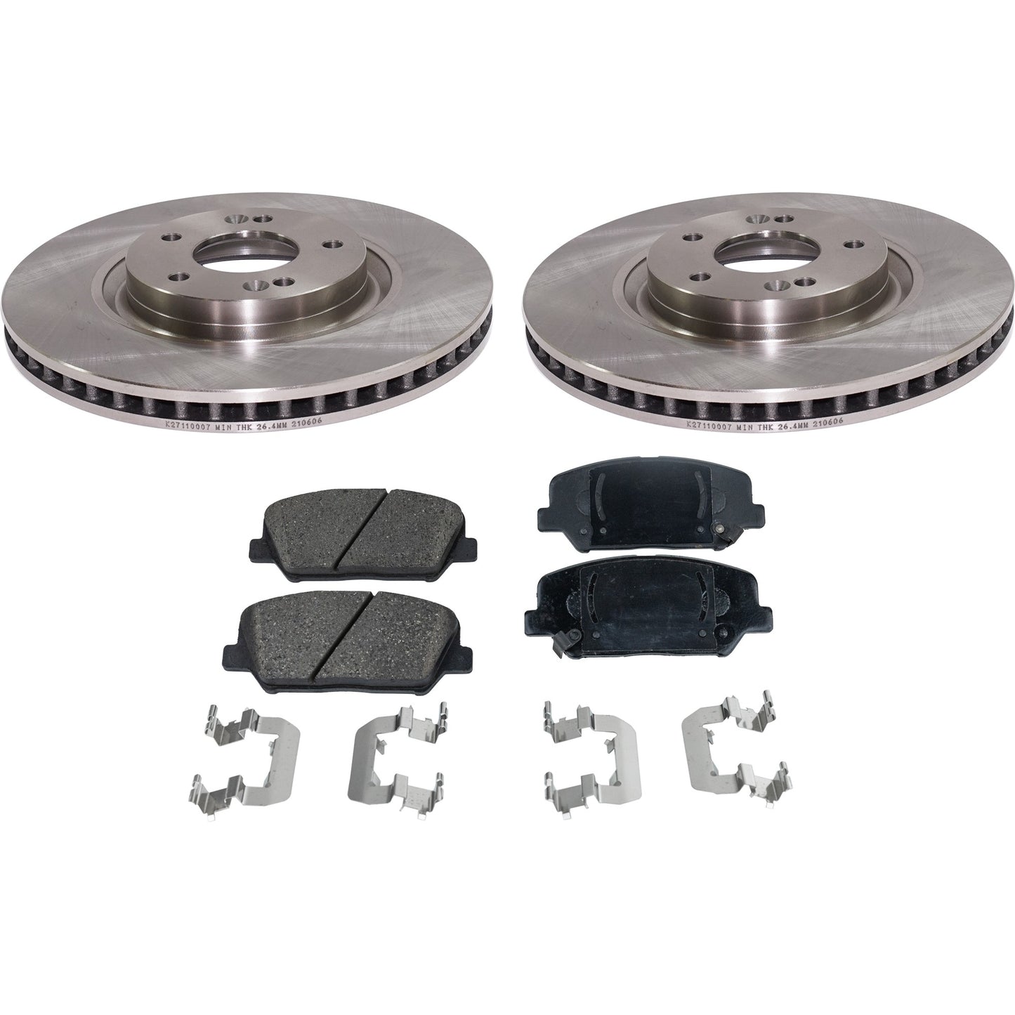 2-Wheel Set Front Brake Disc and Pad Kit, Plain Surface 5 Lugs 320.04 mm Ceramic Pro-Line Series, Includes (2) Brake Disc and (1) Brake Pad Set