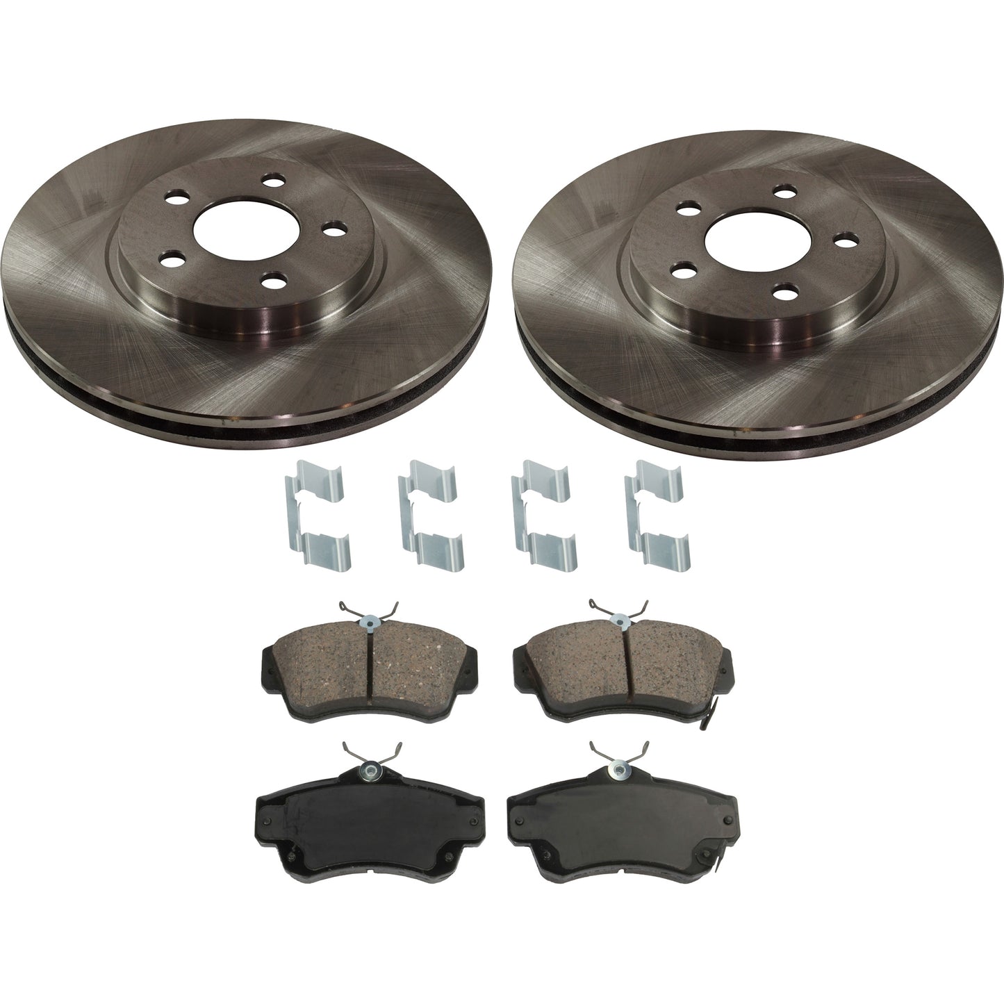 2-Wheel Set Brake Disc and Pad Kit, Plain Surface 5 Lugs 279.91 mm Ceramic Pro-Line Series, Includes (2) Brake Disc and (1) Brake Pad Set