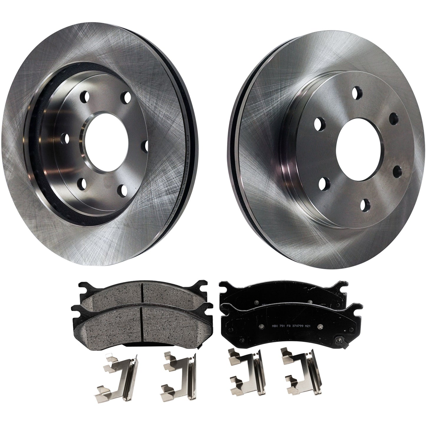 2-Wheel Set Front Brake Disc and Pad Kit, Plain Surface 6 Lugs 305.05 mm Ceramic Pro-Line Series, Includes (1) Brake Pad Set and (2) Brake Disc
