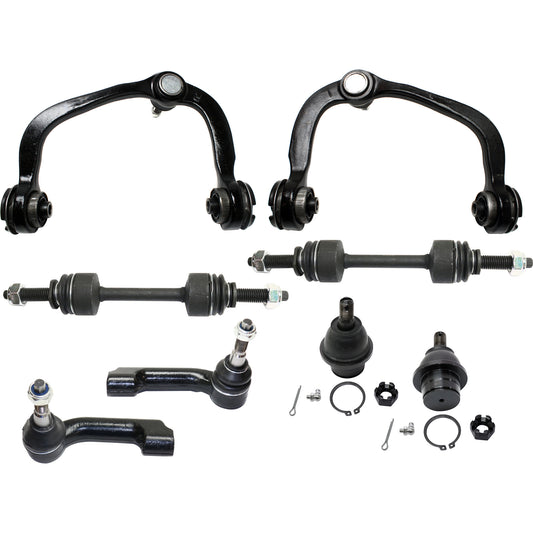 8-Piece Kit Front, Driver and Passenger Side, Upper Control Arm Kit, Includes (2) Control Arm, (2) Ball Joint, (2) Sway Bar Link and (2) Tie Rod End