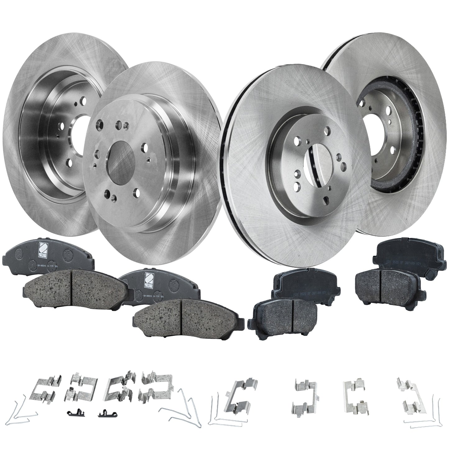 4-Wheel Set Front and Rear Brake Disc and Pad Kit, Plain Surface 5 Lugs Front-329.95 mm/Rear-334.01 mm Front-Ceramic/Rear-Organic Pro-Line Series, Includes (4) Brake Disc and (2) Brake Pad Set
