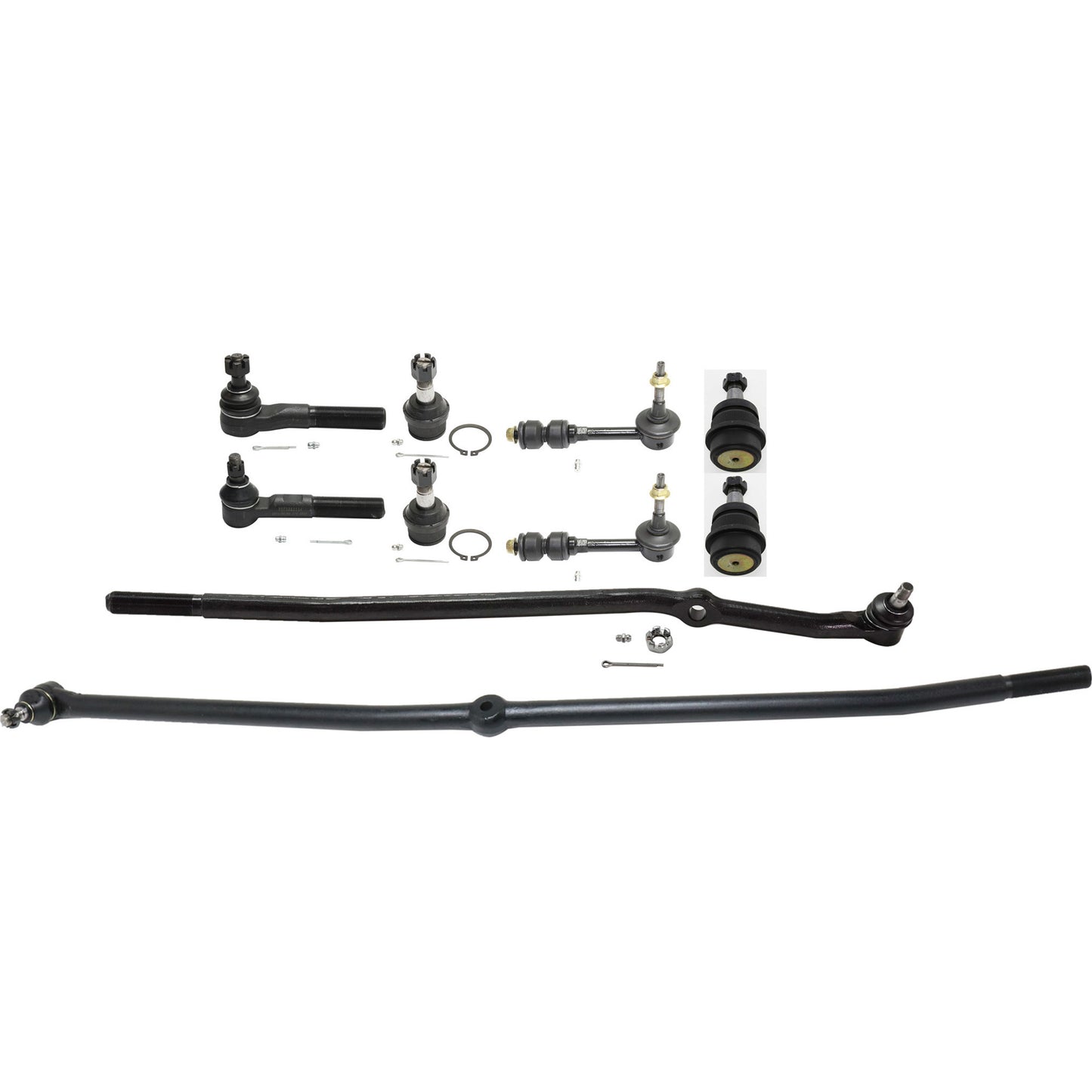 10-Piece Kit Front, Driver and Passenger Side Suspension Kit, Includes (4) Tie Rod End, (2) Sway Bar Link and (4) Ball Joint