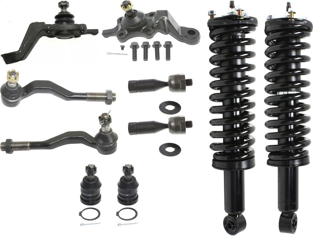10-Piece Kit Front, Driver and Passenger Side Suspension Kit, Includes (4) Ball Joint, (4) Tie Rod End and (2) Shock Absorber and Strut Assembly