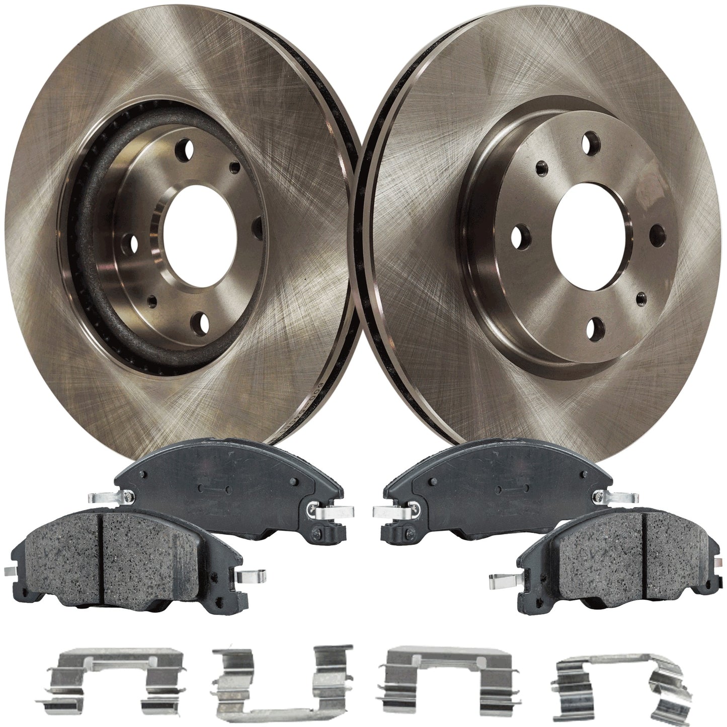 2-Wheel Set Front Brake Disc and Pad Kit, Plain Surface 4 Lugs 275.34 mm Ceramic Pro-Line Series, Includes (2) Brake Disc and (1) Brake Pad Set