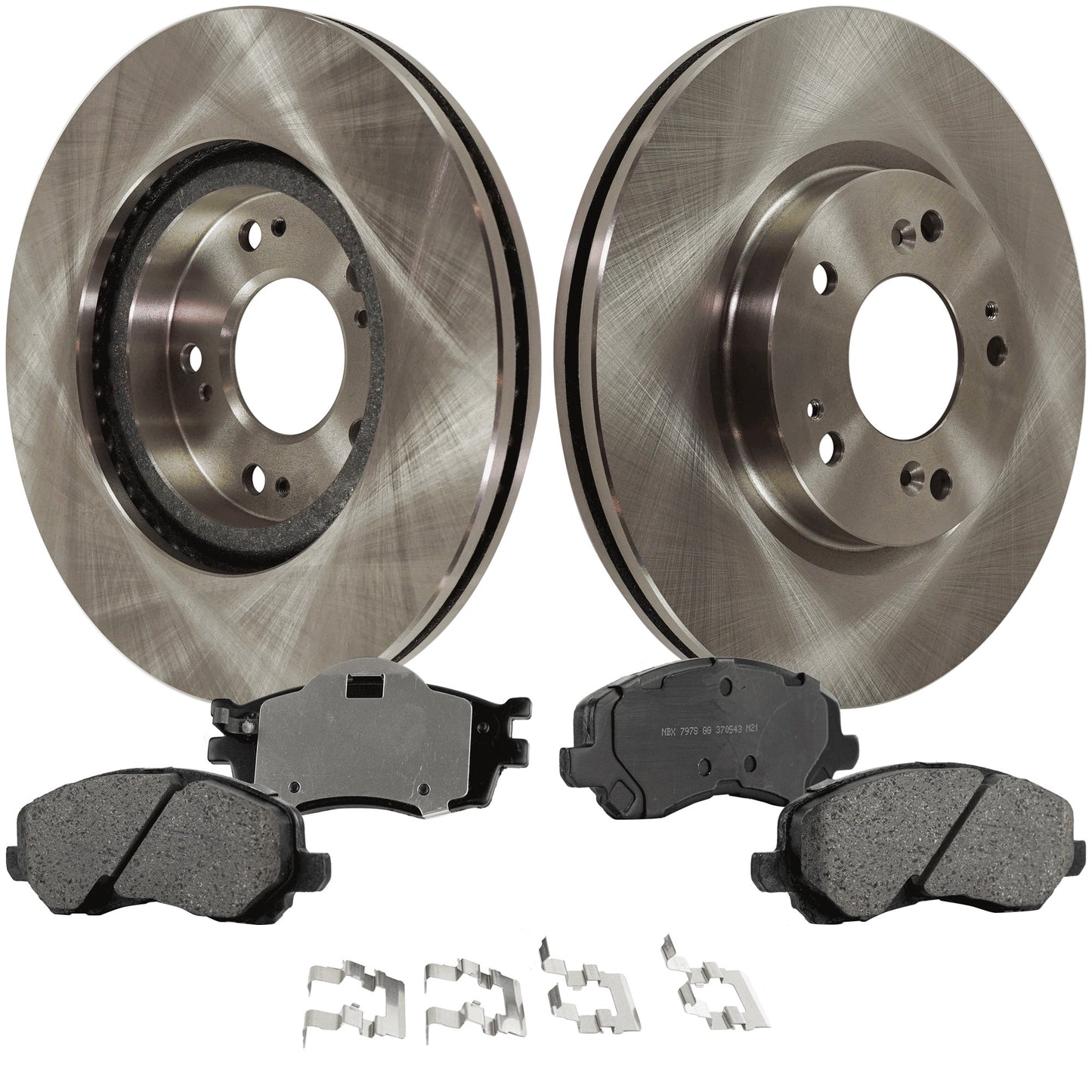 2-Wheel Set Brake Disc and Pad Kit, Plain Surface 5 Lugs 293.88 mm Ceramic Pro-Line Series, Includes (1) Brake Pad Set and (2) Brake Disc