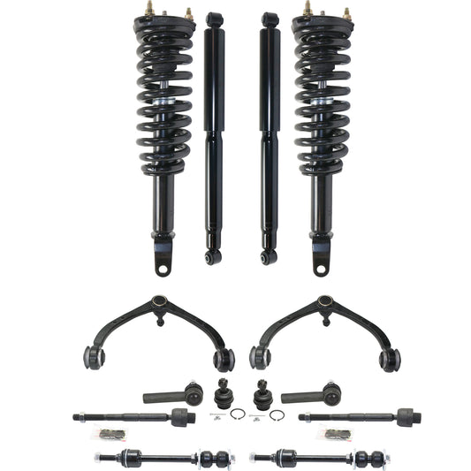 14-Piece Kit Front, Driver and Passenger Side, Upper Control Arm Kit, Includes (2) Sway Bar Link, (2) Control Arm, (2) Ball Joint, (4) Tie Rod End and (4) Shock Absorber and Strut Assembly