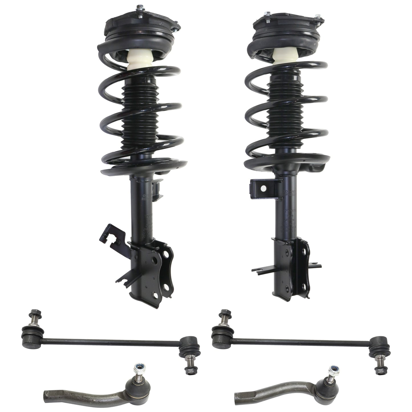 6-Piece Kit Front, Driver and Passenger Side Suspension Kit, Includes (2) Tie Rod End, (2) Sway Bar Link and (2) Shock Absorber and Strut Assembly