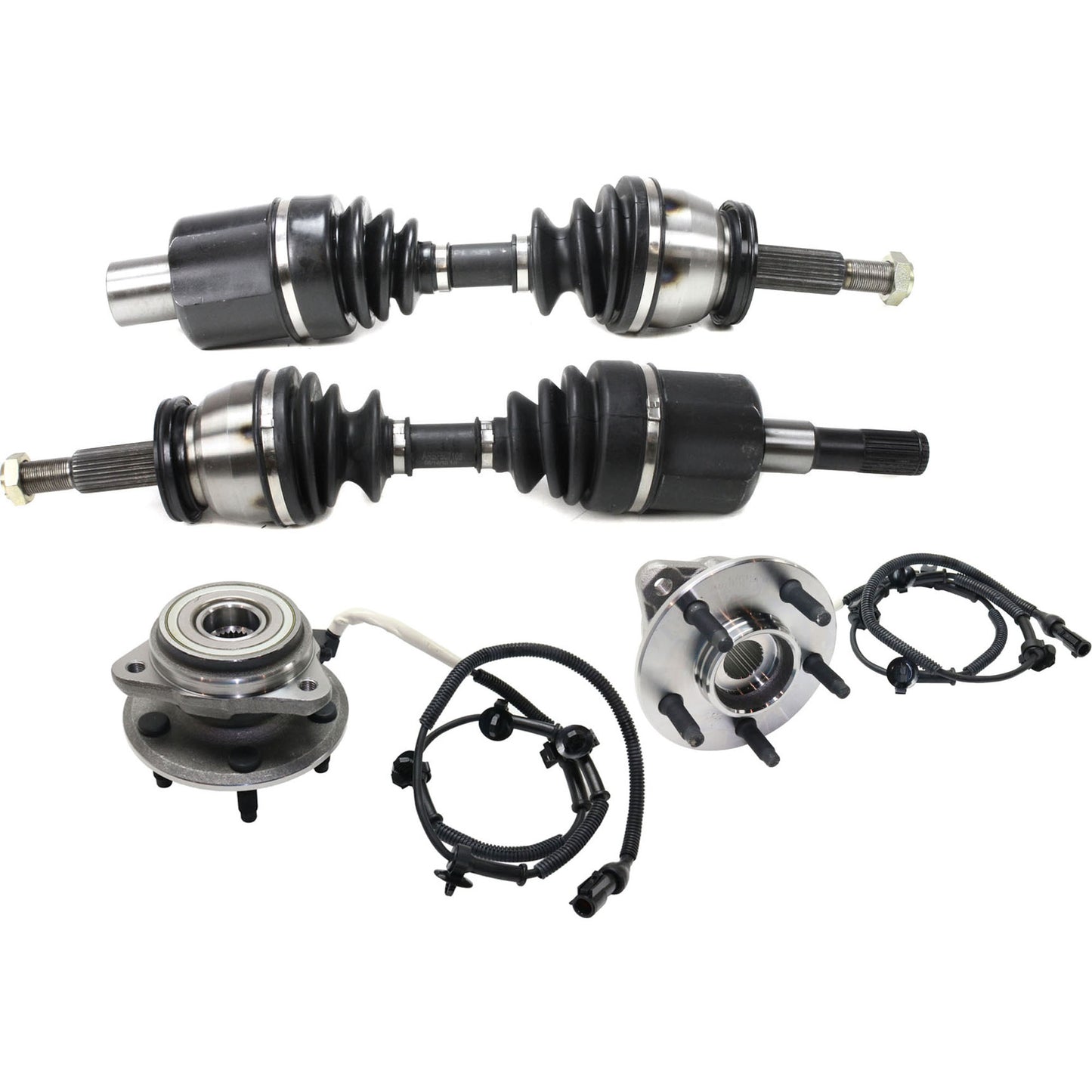 4-Piece Kit Front, Driver and Passenger Side Suspension Kit, Includes (2) Axle Assembly and (2) Wheel Hub