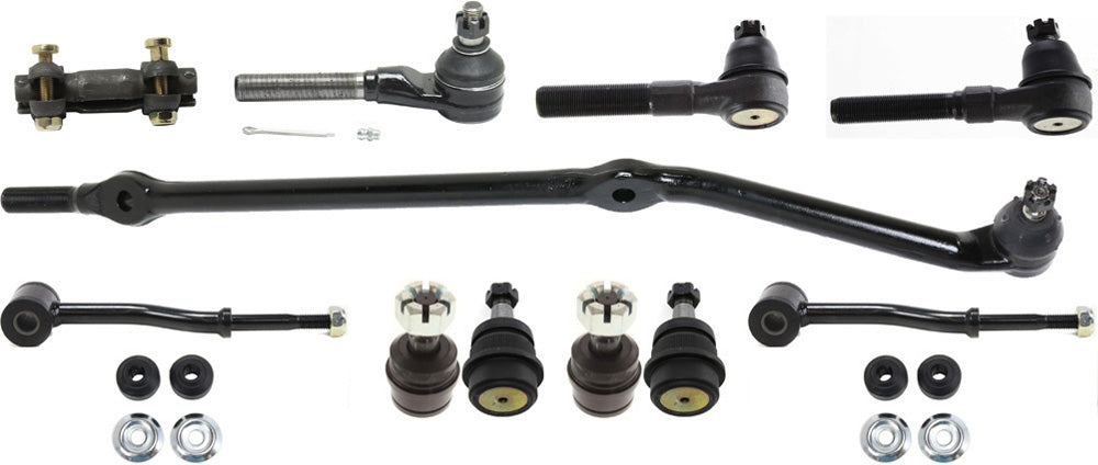 11-Piece Kit Front, Driver and Passenger Side Suspension Kit, Includes (1) Tie Rod Adjusting Sleeve, (4) Ball Joint, (2) Sway Bar Link and (4) Tie Rod End