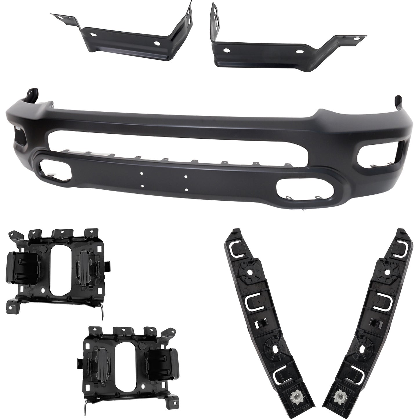 5-Piece Kit Front Bumper Primed, Includes (1) Bumper and (4) Bumper Bracket