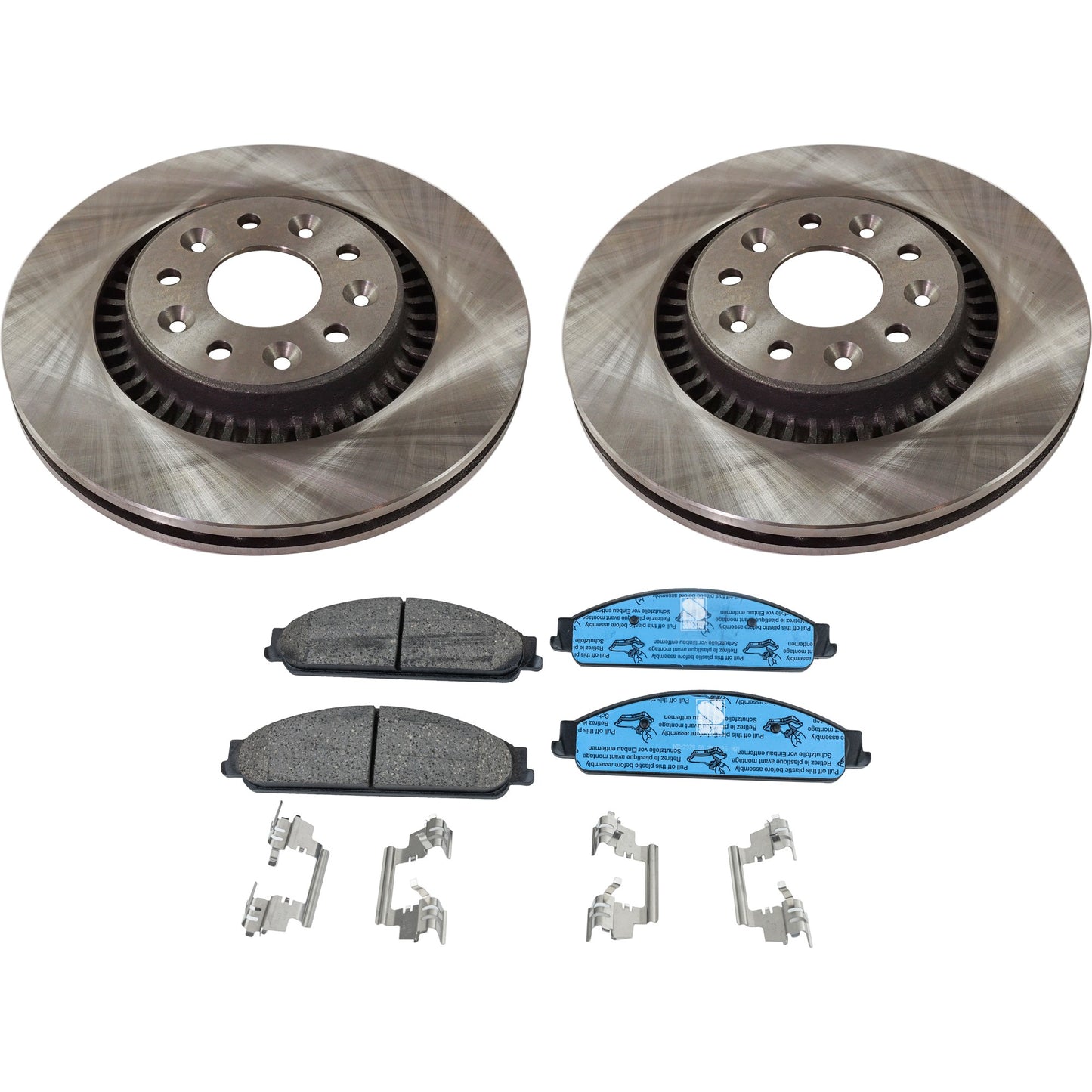 2-Wheel Set Front Brake Disc and Pad Kit, Plain Surface 5 Lugs 314.96 mm Ceramic Pro-Line Series, Includes (2) Brake Disc and (1) Brake Pad Set