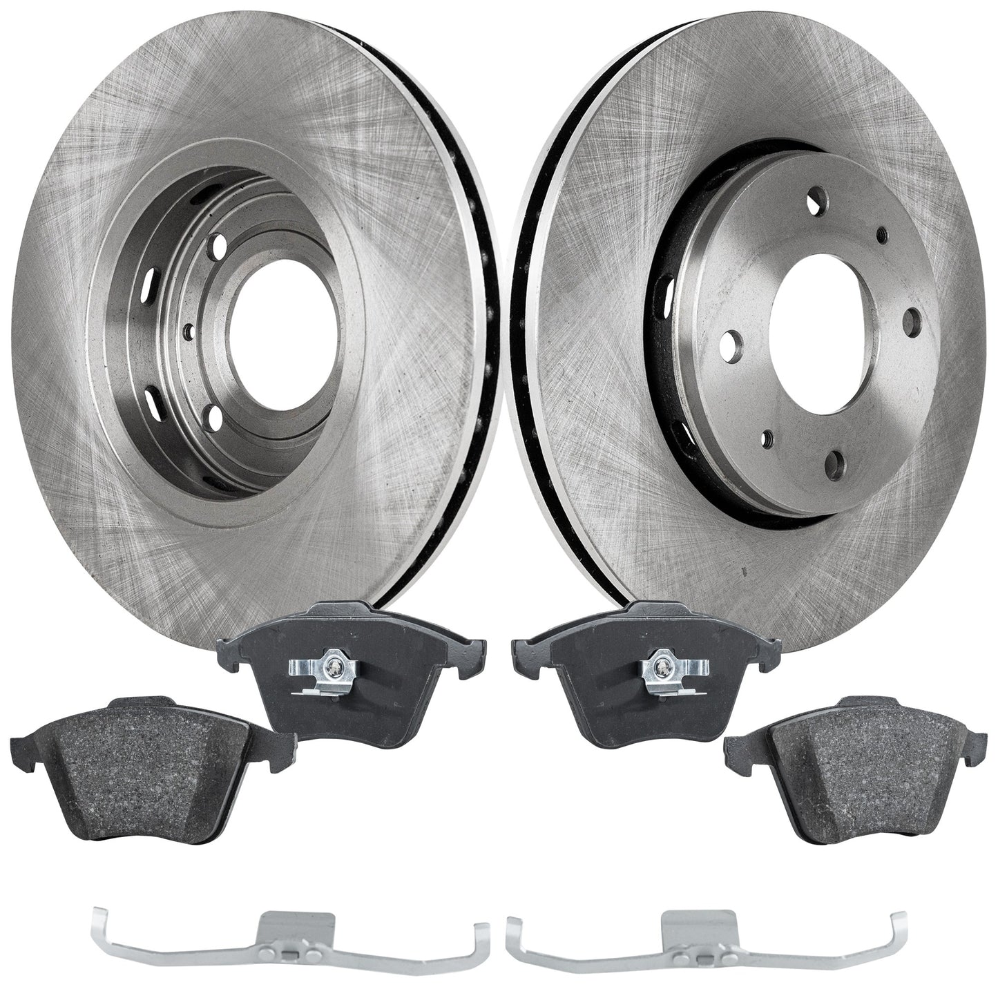 2-Wheel Set Brake Disc and Pad Kit, Plain Surface 4 Lugs 280.92 mm Organic Pro-Line Series, Includes (2) Brake Disc and (1) Brake Pad Set
