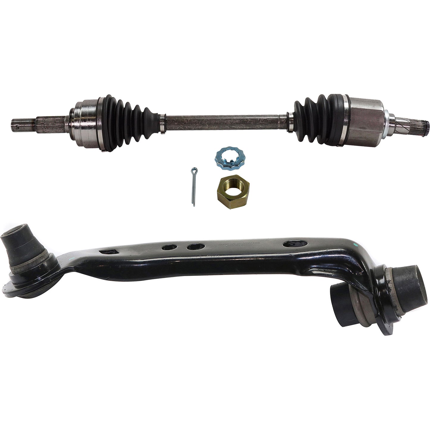 5-Piece Kit Mini Cargo Van Front, Driver Side Axle Assembly - New 5-Piece Kit, 2.0L, 4Cyl, Includes (2) Brake Disc, (1) Brake Pad Set, (1) Control Arm and (1) Axle Assembly