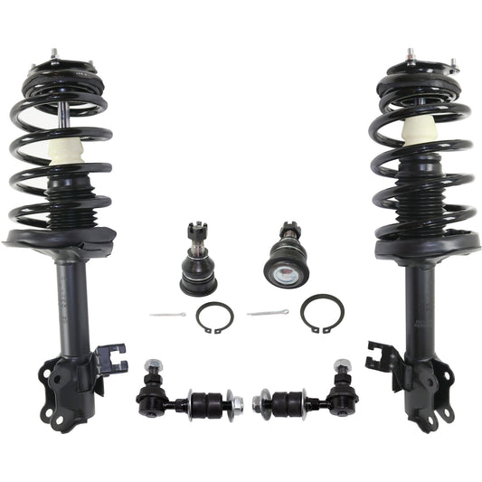 6-Piece Kit Front, Driver and Passenger Side Fully Loaded Strut, Includes (2) Sway Bar Link, (2) Ball Joint and (2) Shock Absorber and Strut Assembly
