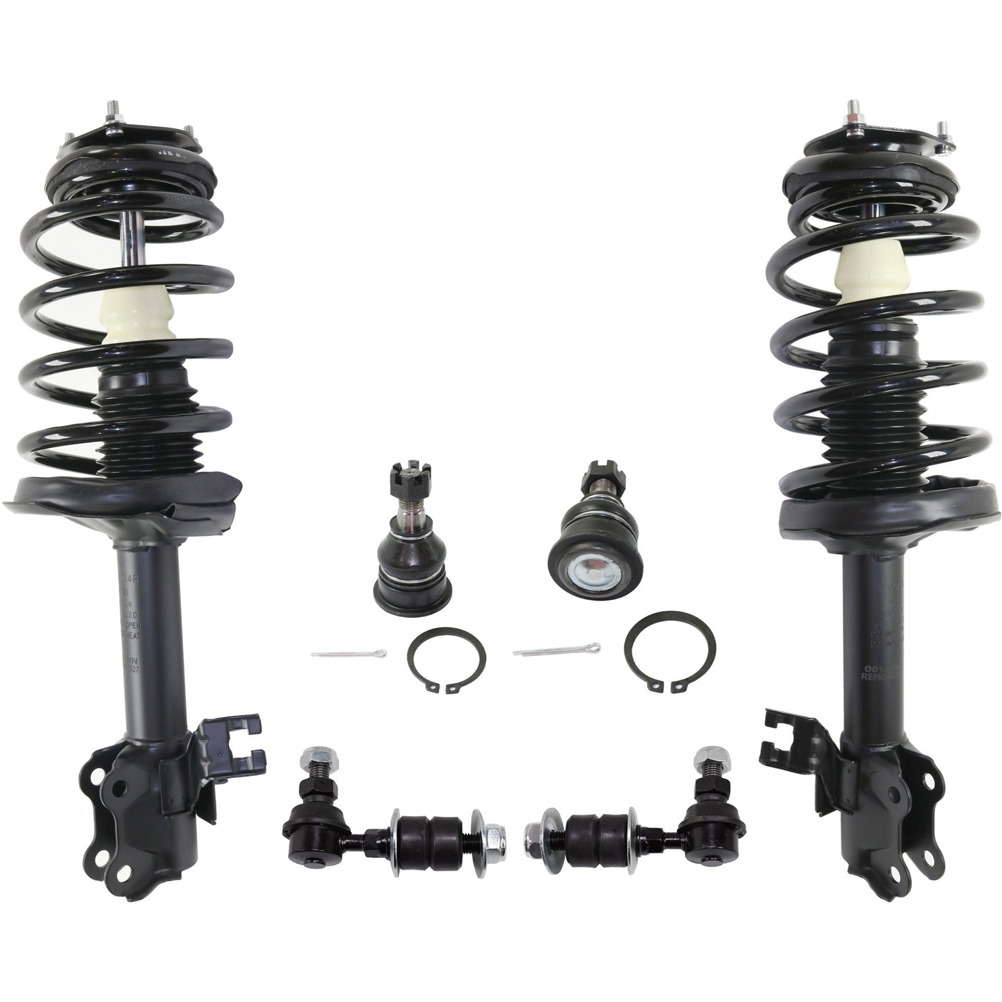 6-Piece Kit Front, Driver and Passenger Side Fully Loaded Strut, Includes (2) Sway Bar Link, (2) Ball Joint and (2) Shock Absorber and Strut Assembly