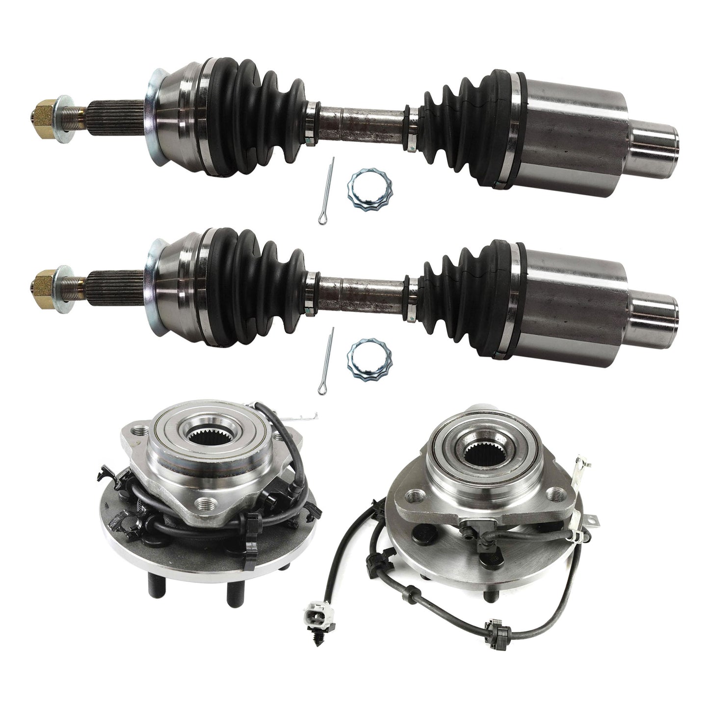 4-Piece Kit Front, Driver and Passenger Side Suspension Kit, Includes (2) Wheel Hub and (2) Axle Assembly