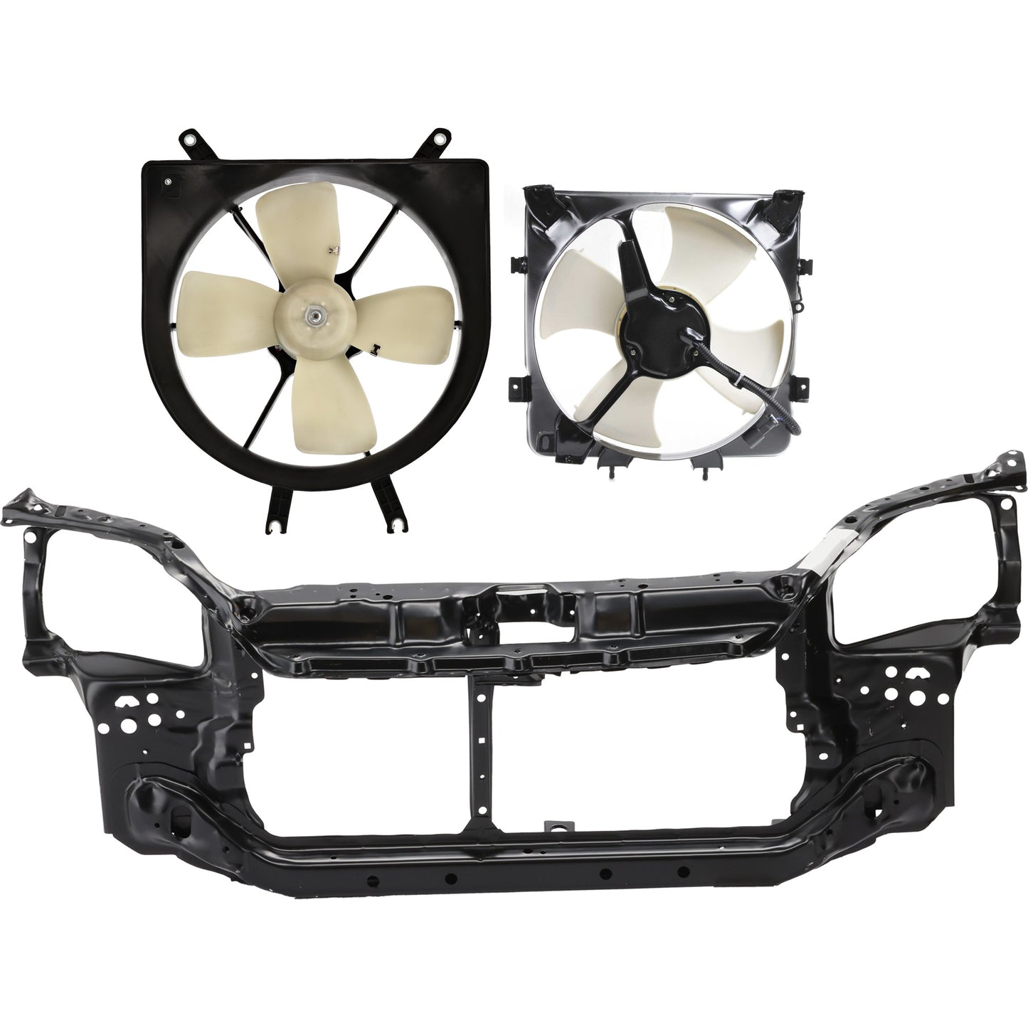 3-Piece Kit Radiator Support Assembly Includes (2) Cooling Fan Assembly and (1) Radiator Support