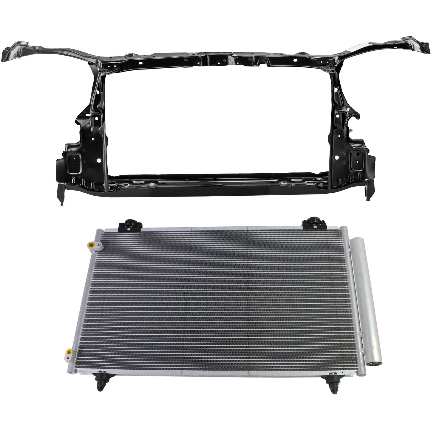 2-Piece Kit A/C Condenser, 1.8L, 4Cyl Includes (1) A/C Condenser and (1) Radiator Support