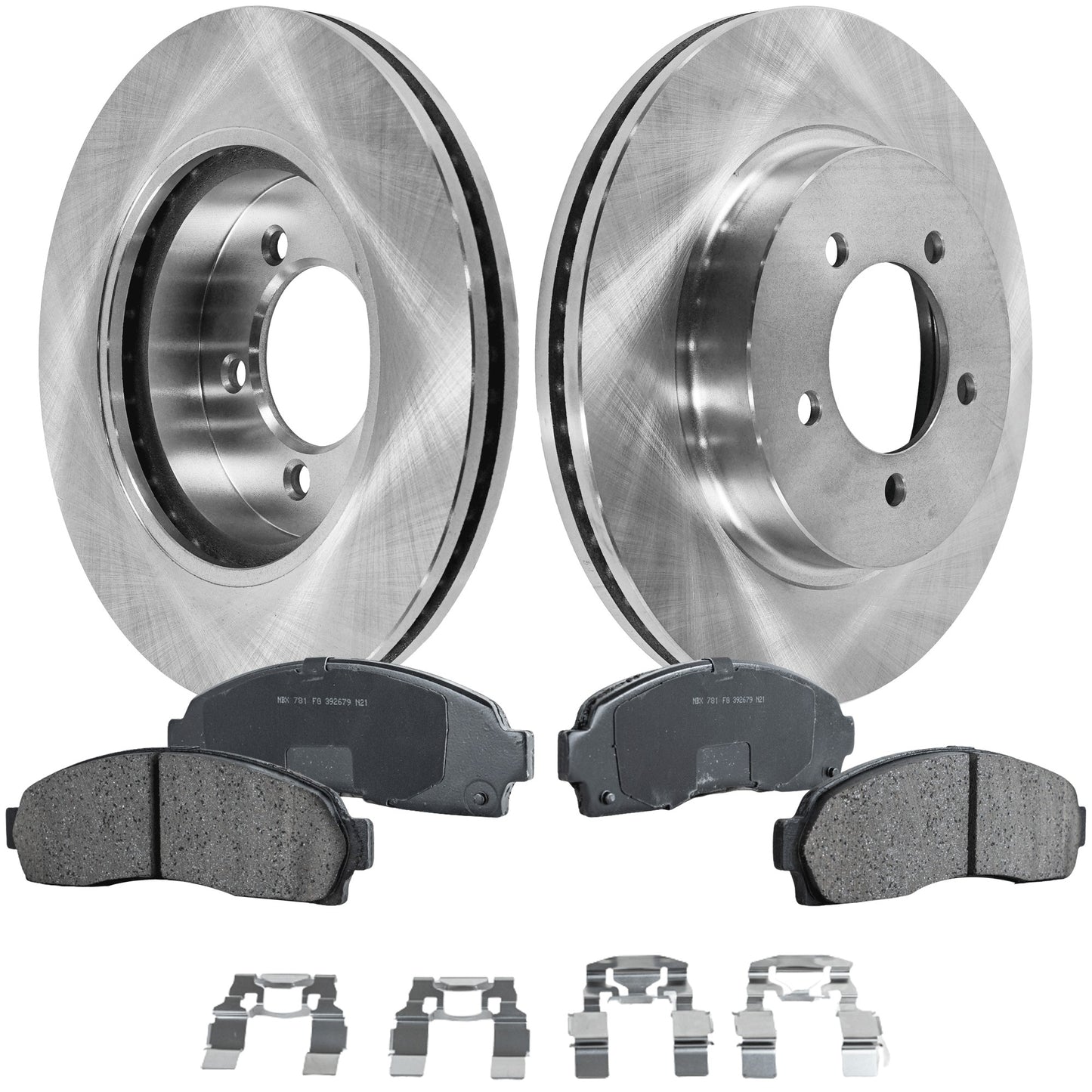 2-Wheel Set Front Brake Disc and Pad Kit, Plain Surface 5 Lugs 305.05 mm Ceramic Pro-Line Series, Includes (1) Brake Pad Set and (2) Brake Disc