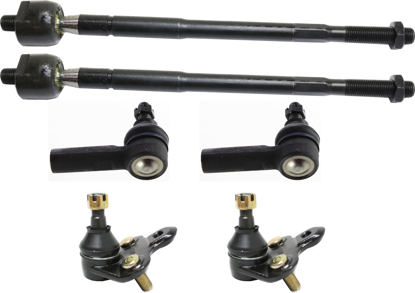 6-Piece Kit Front, Driver and Passenger Side Suspension Kit, Includes (4) Tie Rod End and (2) Ball Joint
