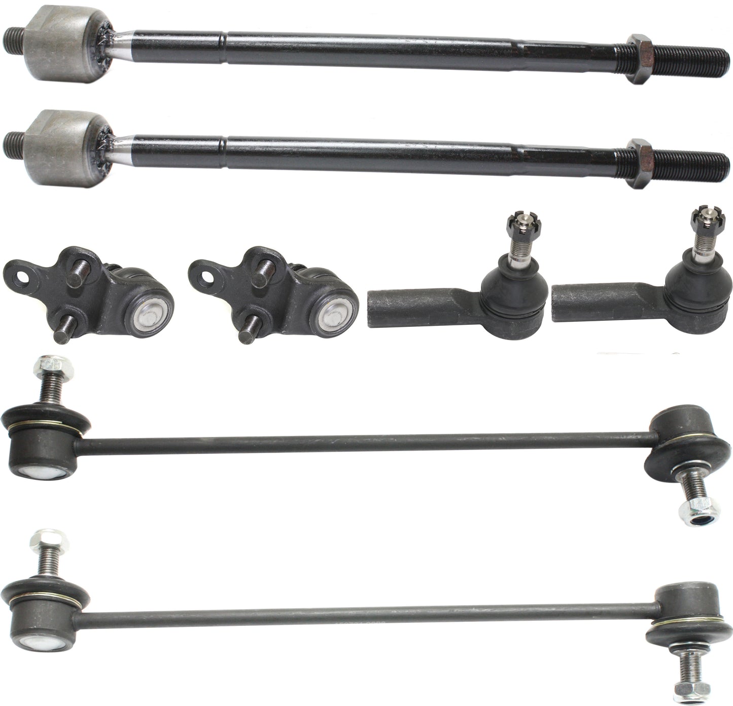 8-Piece Kit Front, Driver and Passenger Side Suspension Kit, Includes (2) Ball Joint, (4) Tie Rod End and (2) Sway Bar Link