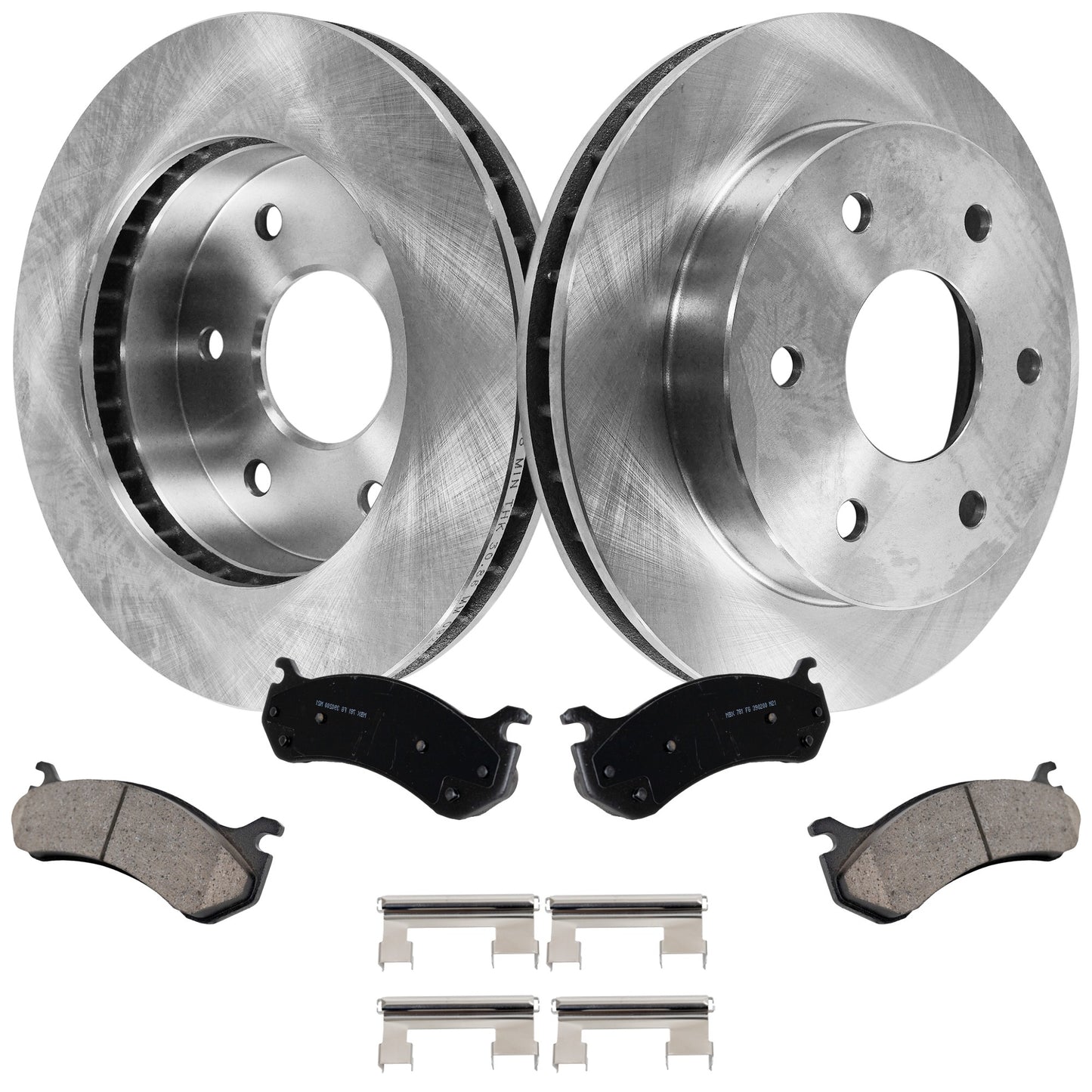 2-Wheel Set Front Brake Disc and Pad Kit, Plain Surface 6 Lugs 294.89 mm Ceramic 4WD Pro-Line Series, Includes (2) Brake Disc and (1) Brake Pad Set
