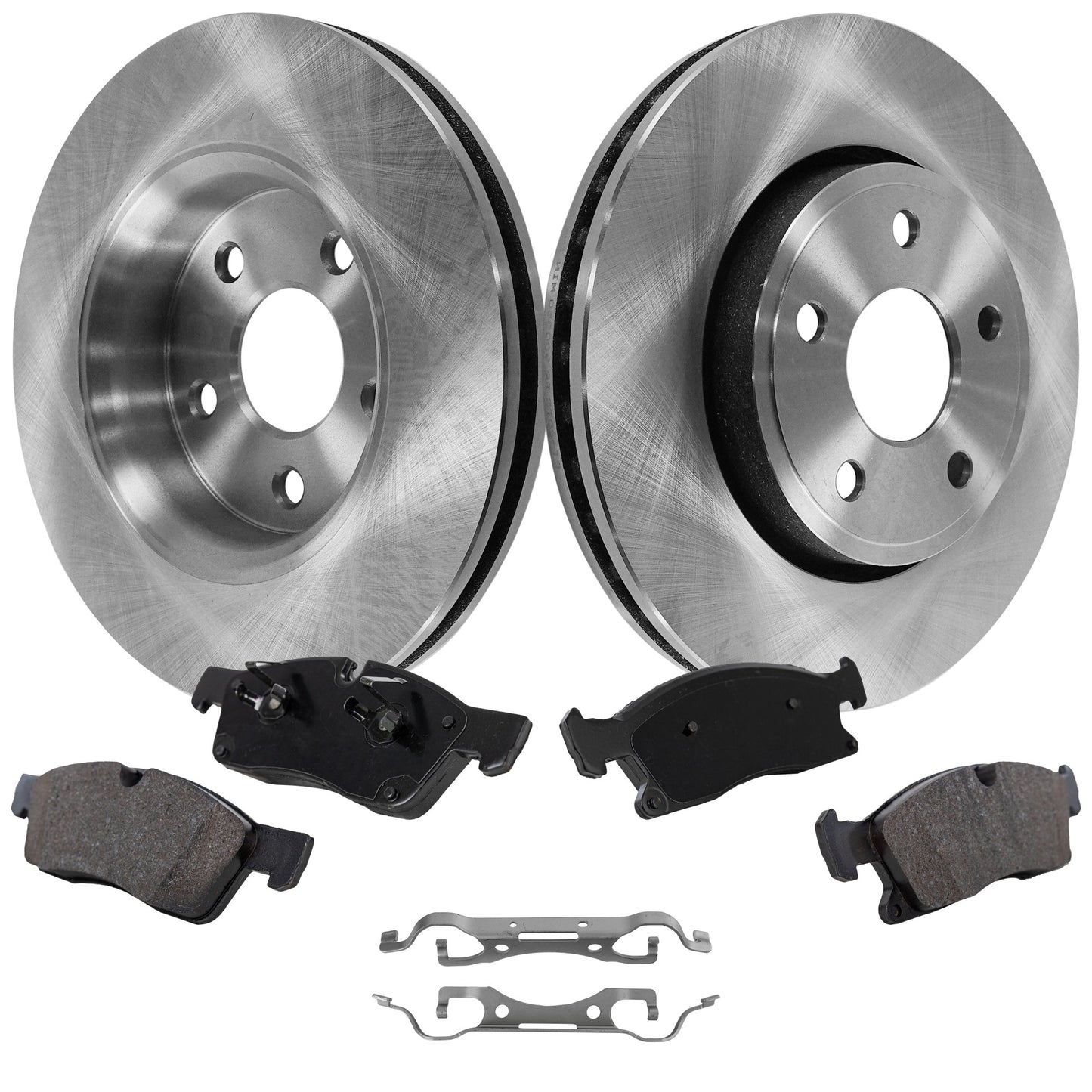 2-Wheel Set Front Brake Disc and Pad Kit, Plain Surface 5 Lugs 329.95 mm Organic Pro-Line Series, Includes (1) Brake Pad Set and (2) Brake Disc