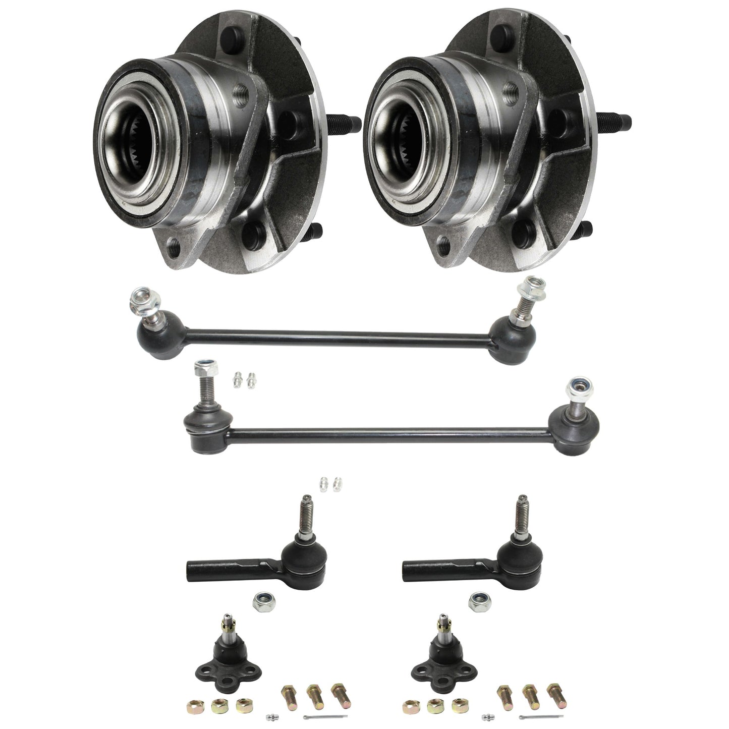 8-Piece Kit Front Suspension Kit, Includes (2) Sway Bar Link, (2) Ball Joint, (2) Tie Rod End and (2) Wheel Hub