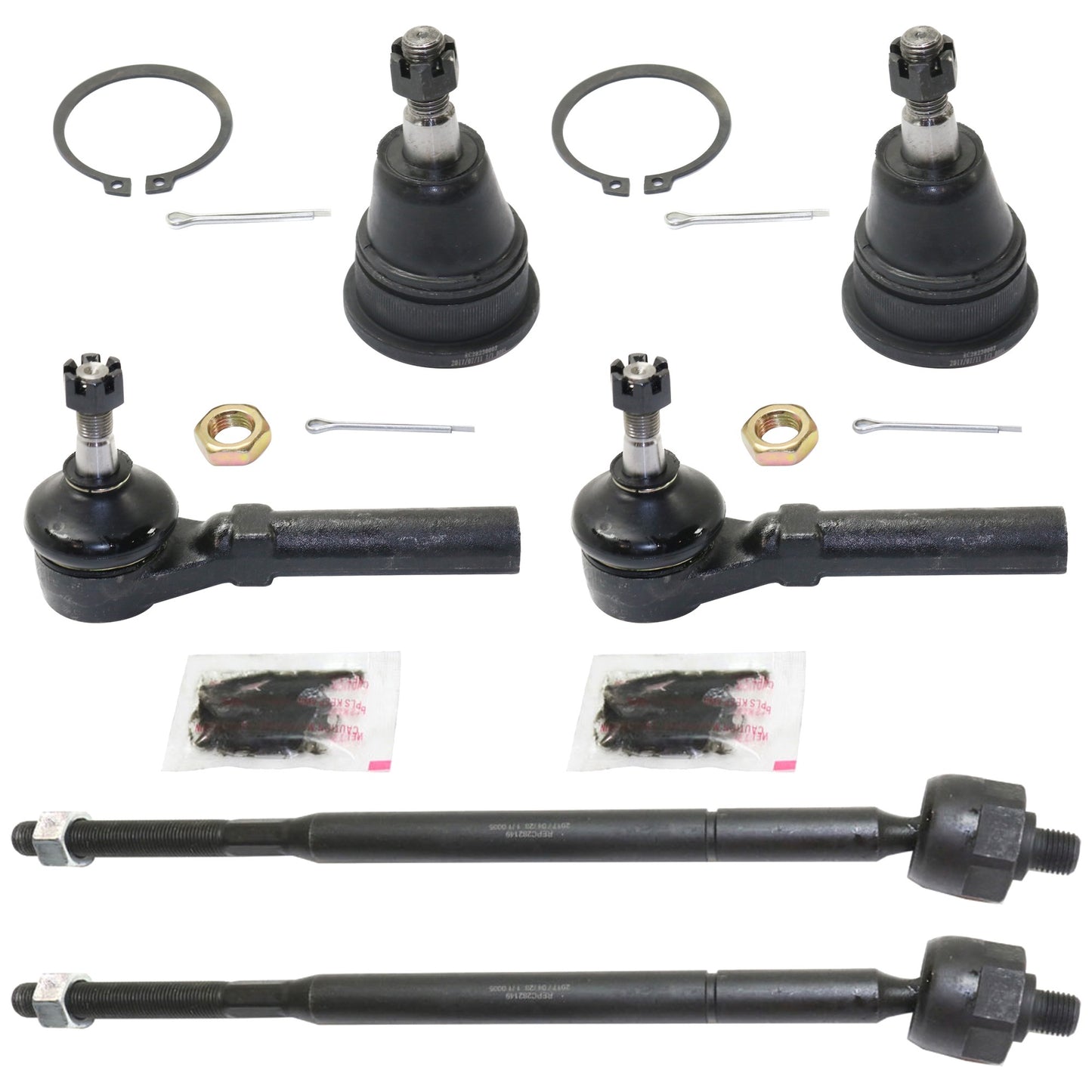 6-Piece Kit Front, Driver and Passenger Side Tie Rod End Includes (2) Ball Joint and (4) Tie Rod End