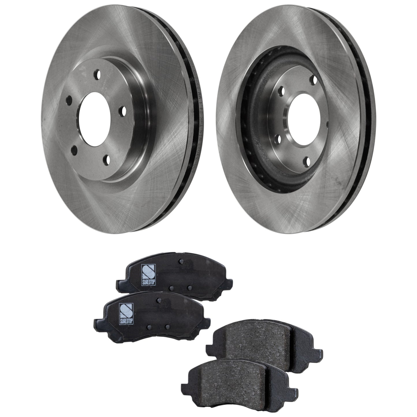 2-Wheel Set Front Brake Disc and Pad Kit, Plain Surface 5 Lugs 293.88 mm, Includes (2) Brake Disc and (1) Brake Pad Set