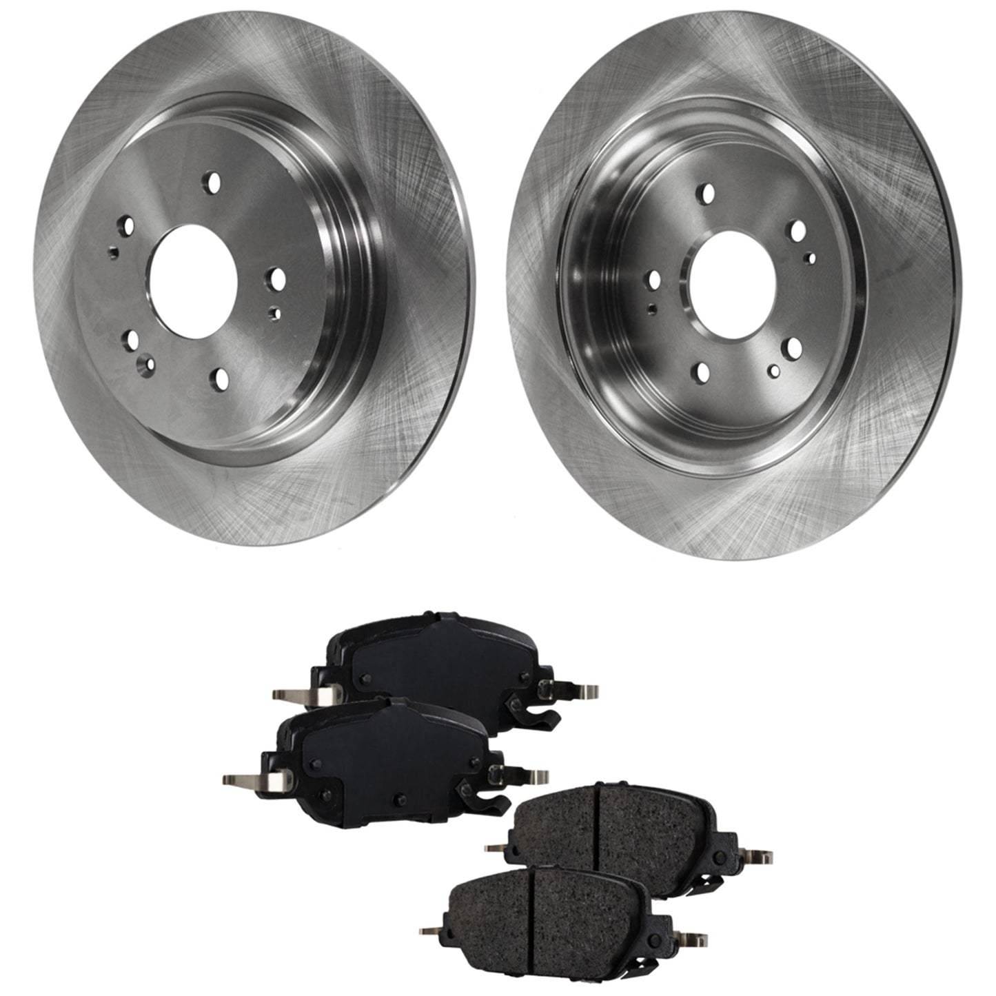 2-Wheel Set Rear Brake Disc and Pad Kit, Plain Surface 5 Lugs 310 mm Ceramic Pro-Line Series, Includes (2) Brake Disc and (1) Brake Pad Set