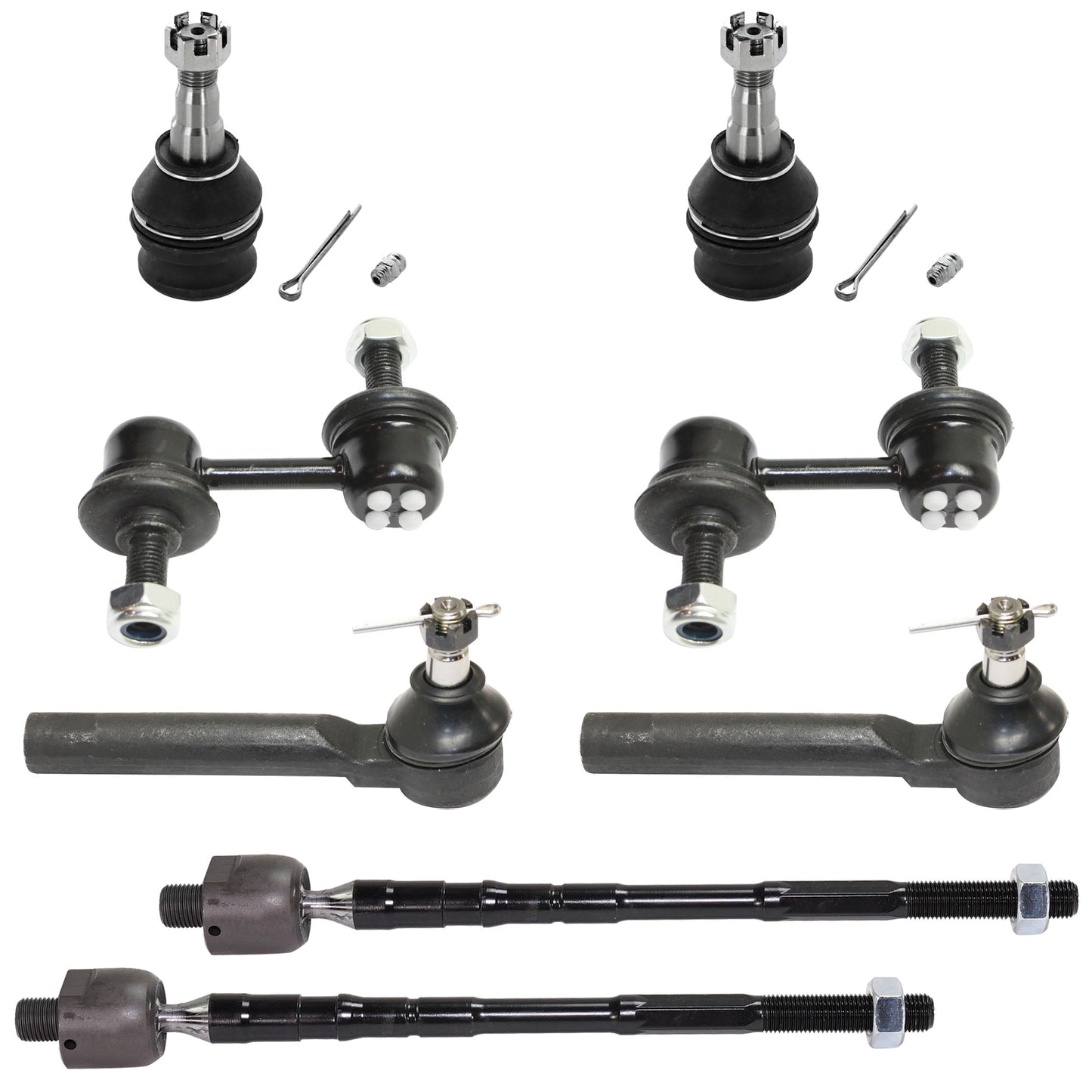 8-Piece Kit Front Sway Bar Link, Includes (2) Ball Joint, (2) Sway Bar Link, and (4) Tie Rod End