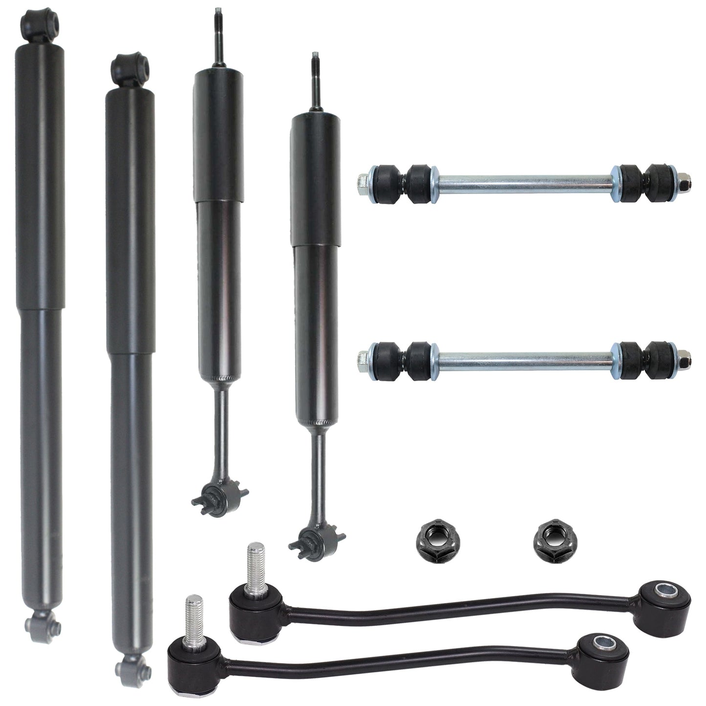8-Piece Kit Front and Rear, Driver and Passenger Side Shock, Includes (4) Sway Bar Link and (4) Shock Absorber and Strut Assembly