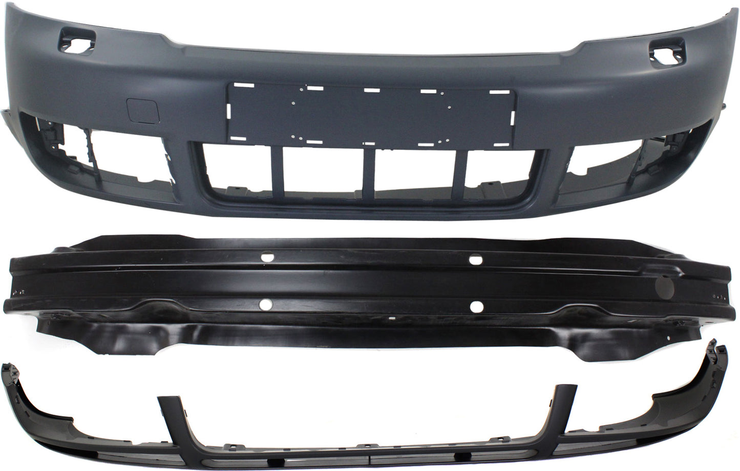 3-Piece Kit, Front Primed Bumper Cover, Includes (1) Bumper Cover, (1) Bumper Reinforcement, and (1) Valance