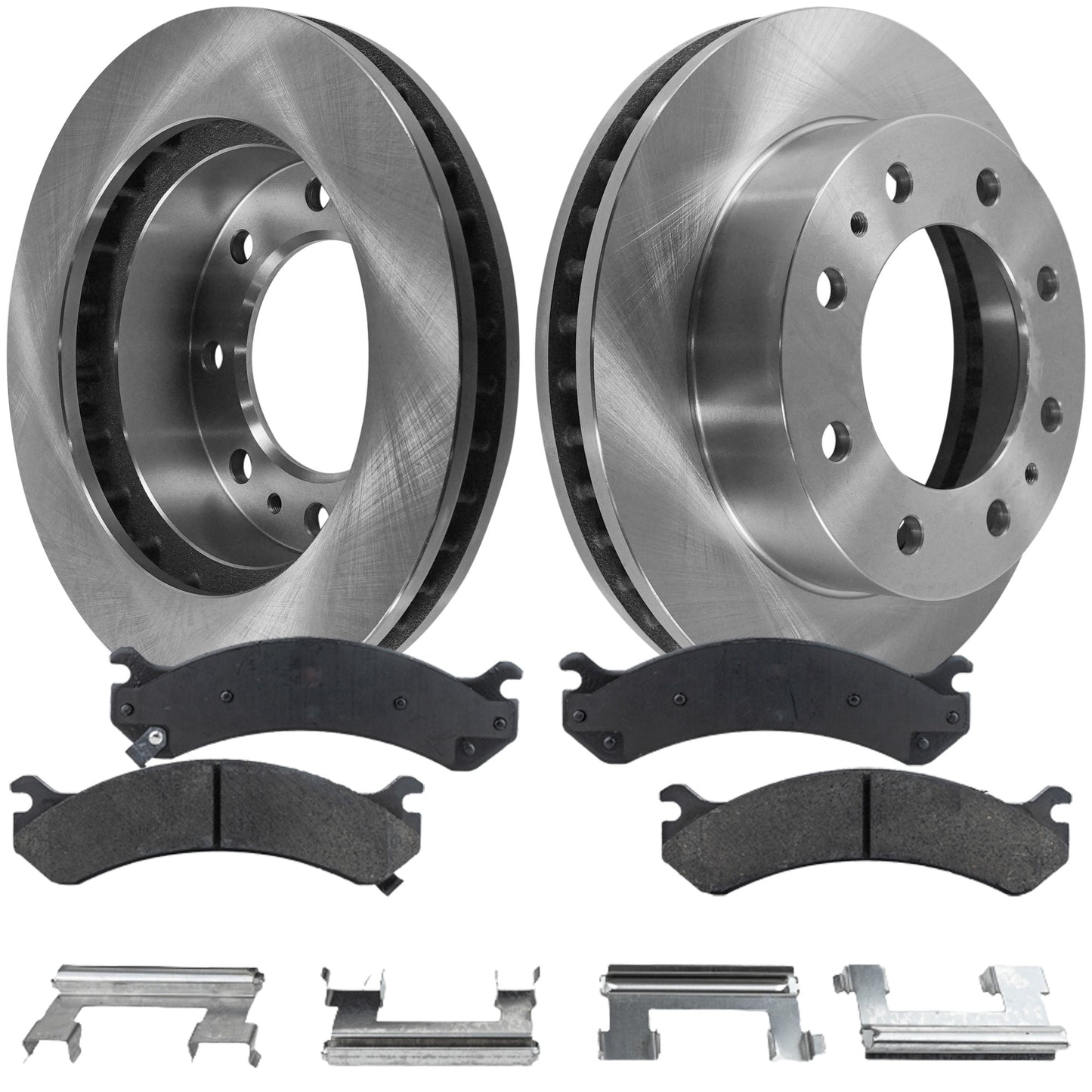 2-Wheel Set Front Brake Disc and Pad Kit, Plain Surface 8 Lugs 324.87 mm Ceramic Pro-Line Series, Includes (1) Brake Pad Set and (2) Brake Disc