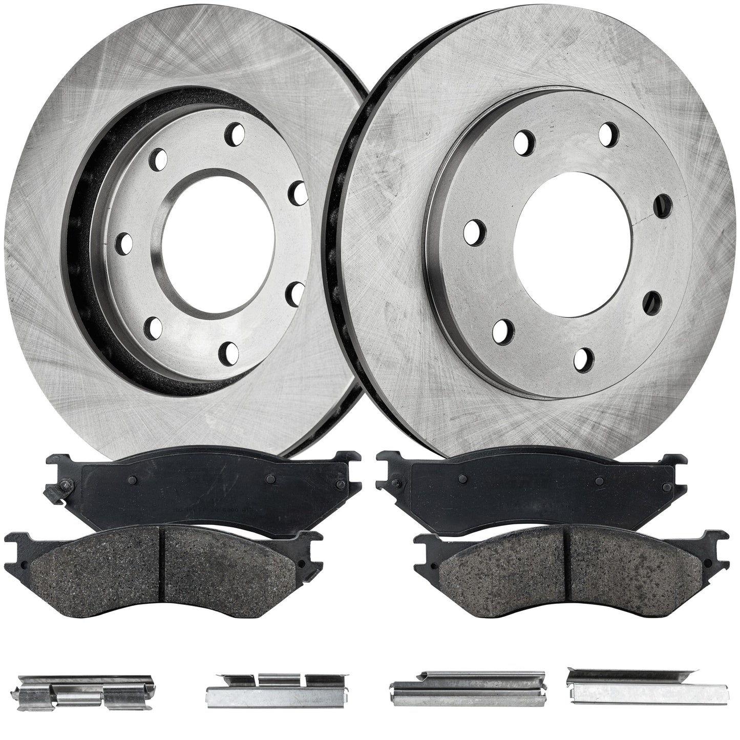 2-Wheel Set Front Brake Disc and Pad Kit, Plain Surface 7 Lugs 307.85 mm Semi-metallic 4WD Pro-Line Series, Includes (1) Brake Pad Set and (2) Brake Disc