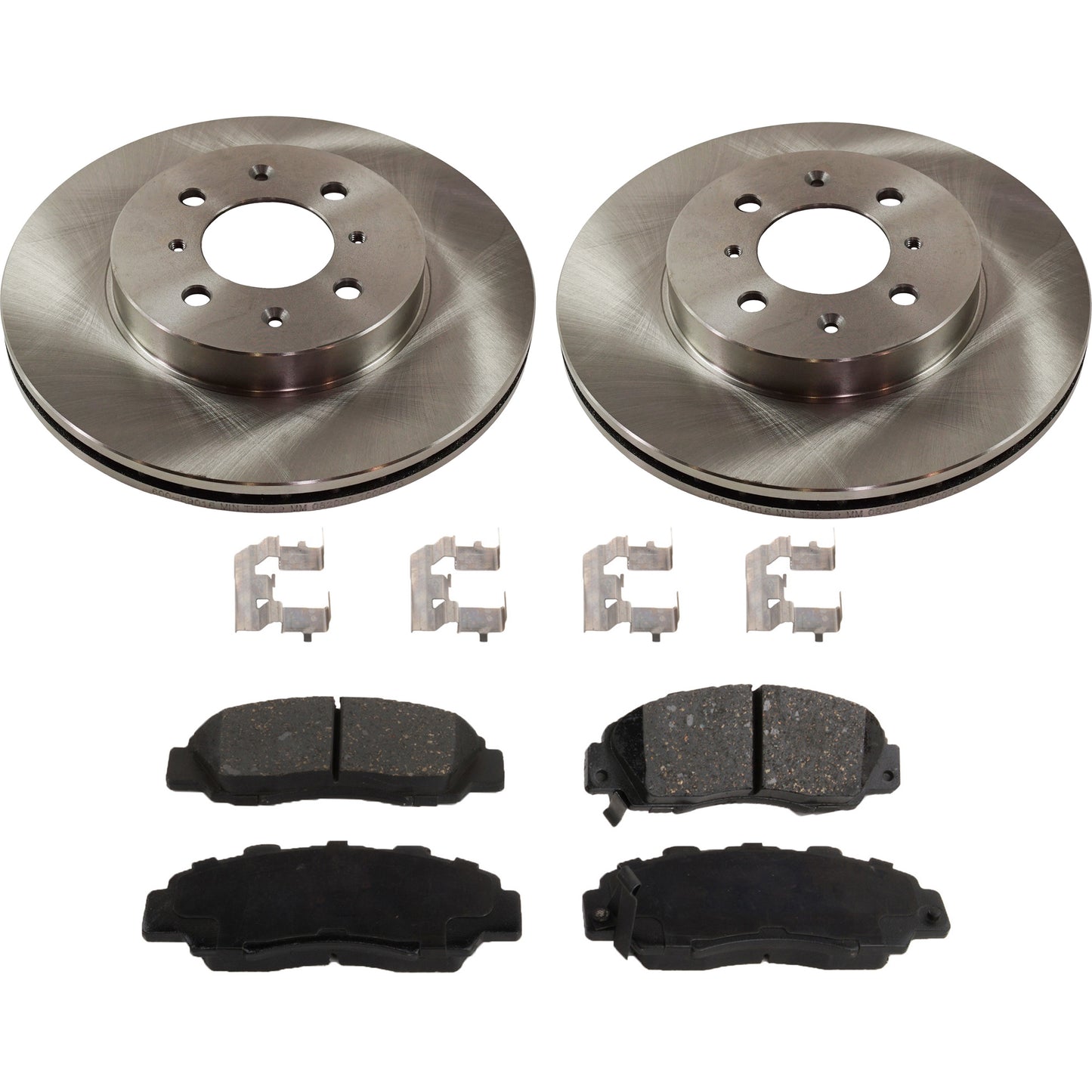 2-Wheel Set Front Brake Disc and Pad Kit, Plain Surface 4 Lugs 261.87 mm Ceramic Pro-Line Series, Includes (2) Brake Disc and (1) Brake Pad Set