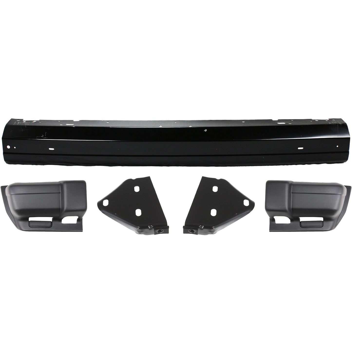 5-Piece Kit, Front Bumper, Painted Black, Includes (1) Bumper, (2) Bumper Bracket, and (2) Bumper End