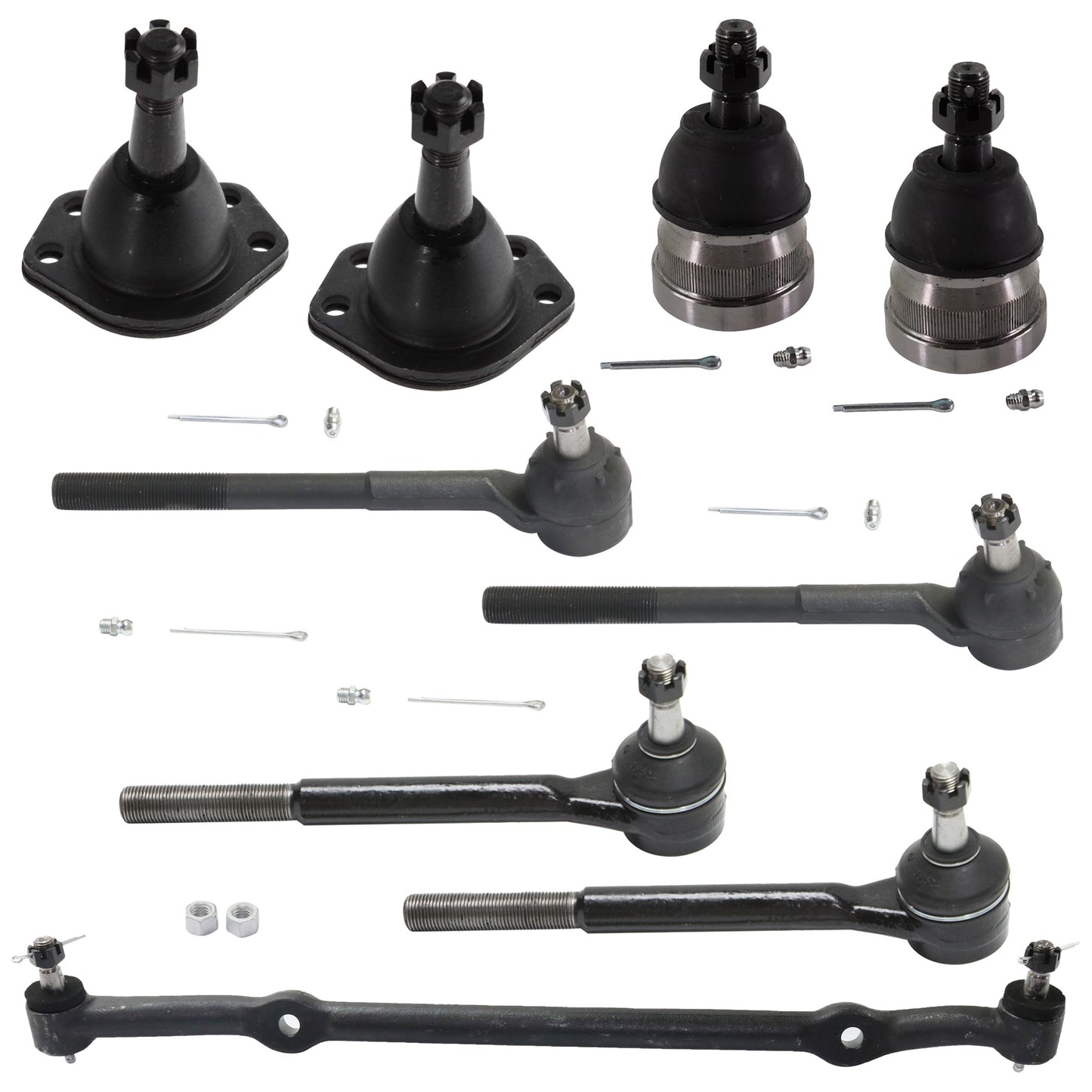 9-Piece Kit Front Center Link, includes (4) Ball Joint, (1) Center Link, and (4) Tie Rod End